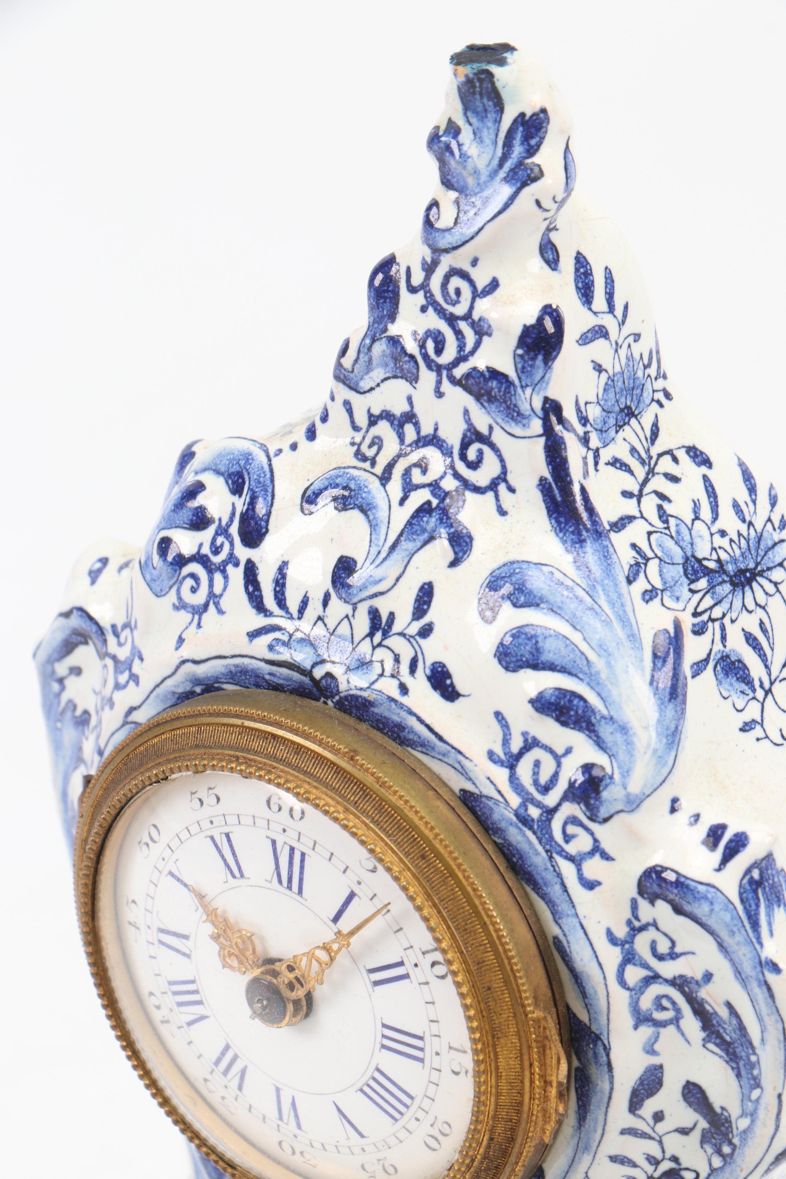 Delft Faience Clock with French Movement, 19th Century