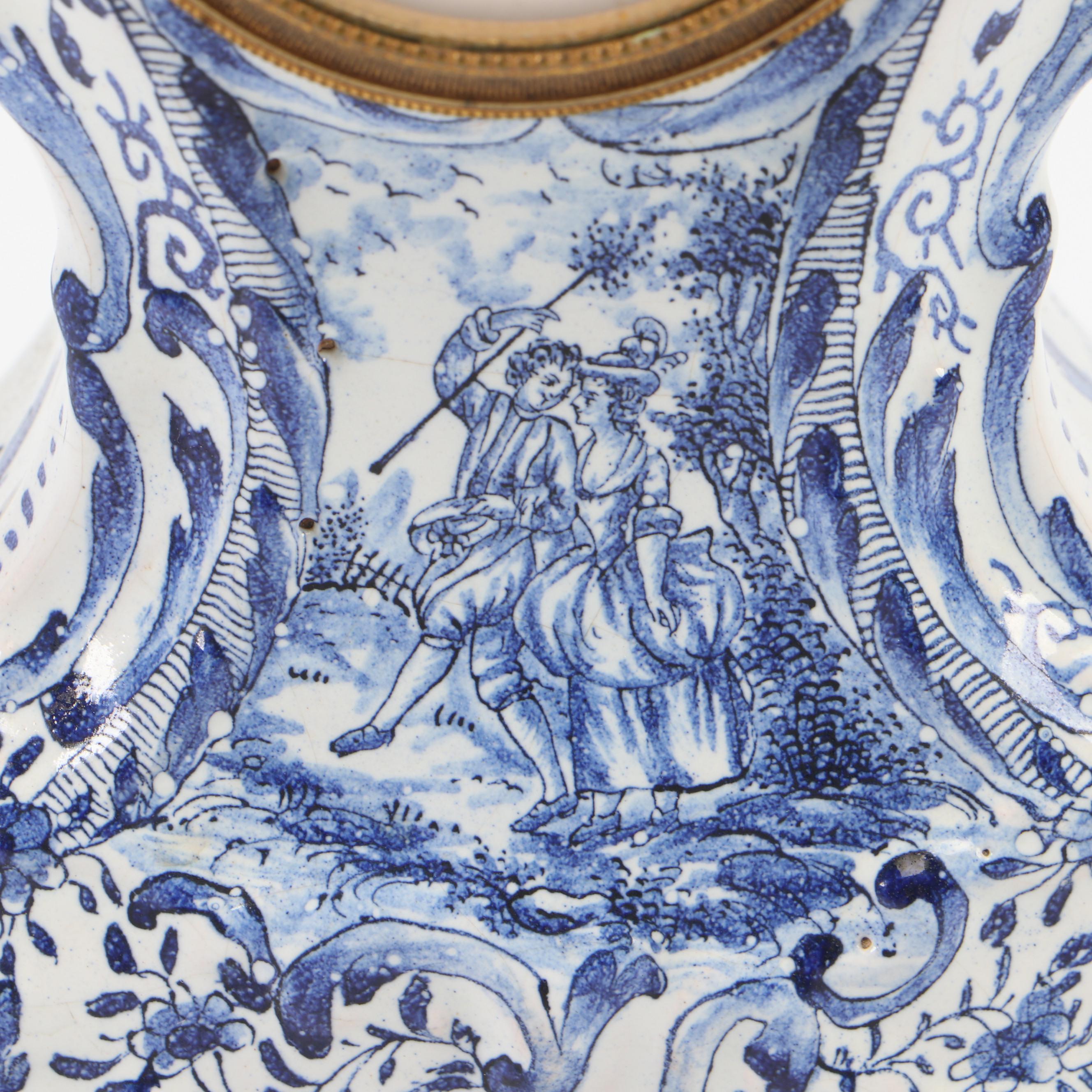 Delft Faience Clock with French Movement, 19th Century