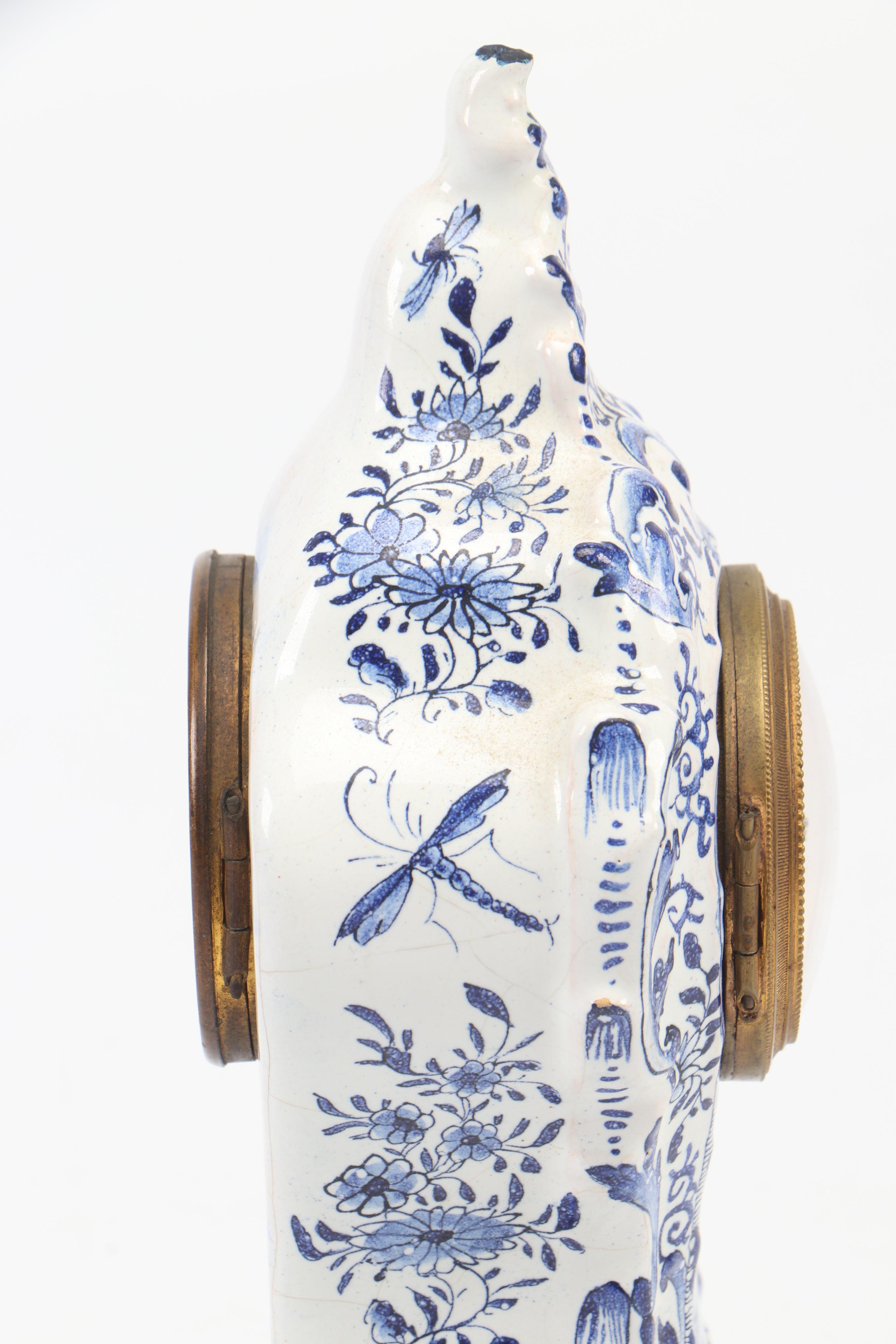 Delft Faience Clock with French Movement, 19th Century