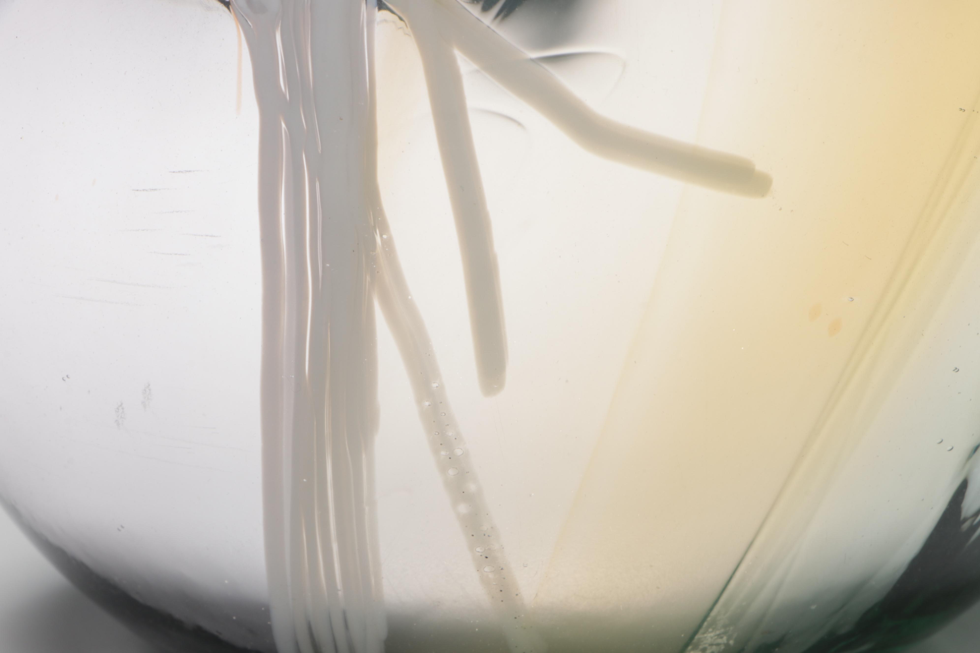 Handblown Multicolor with Applied Stringers Mirrored Art Glass Vase