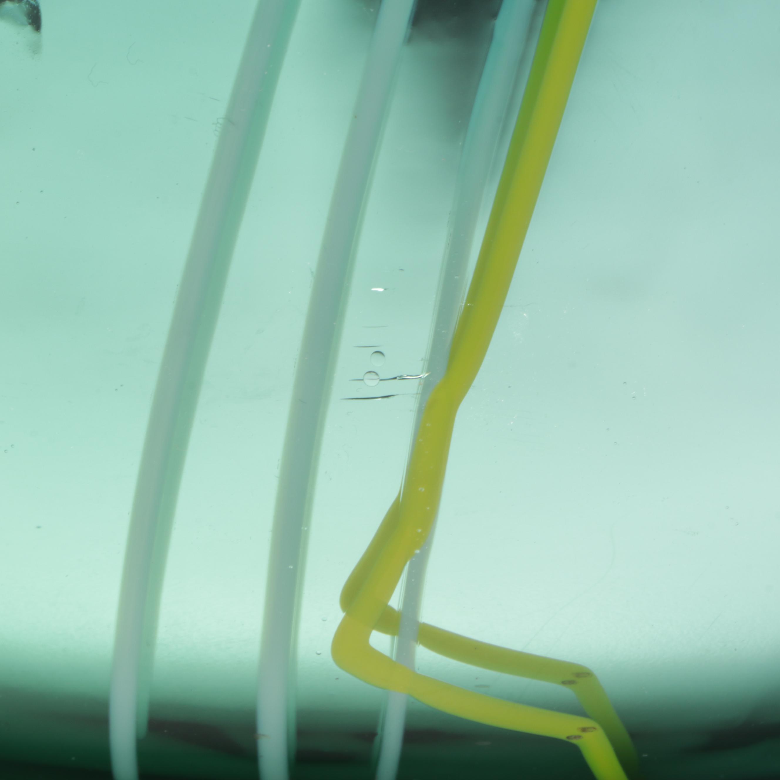 Handblown Multicolor with Applied Stringers Mirrored Art Glass Vase