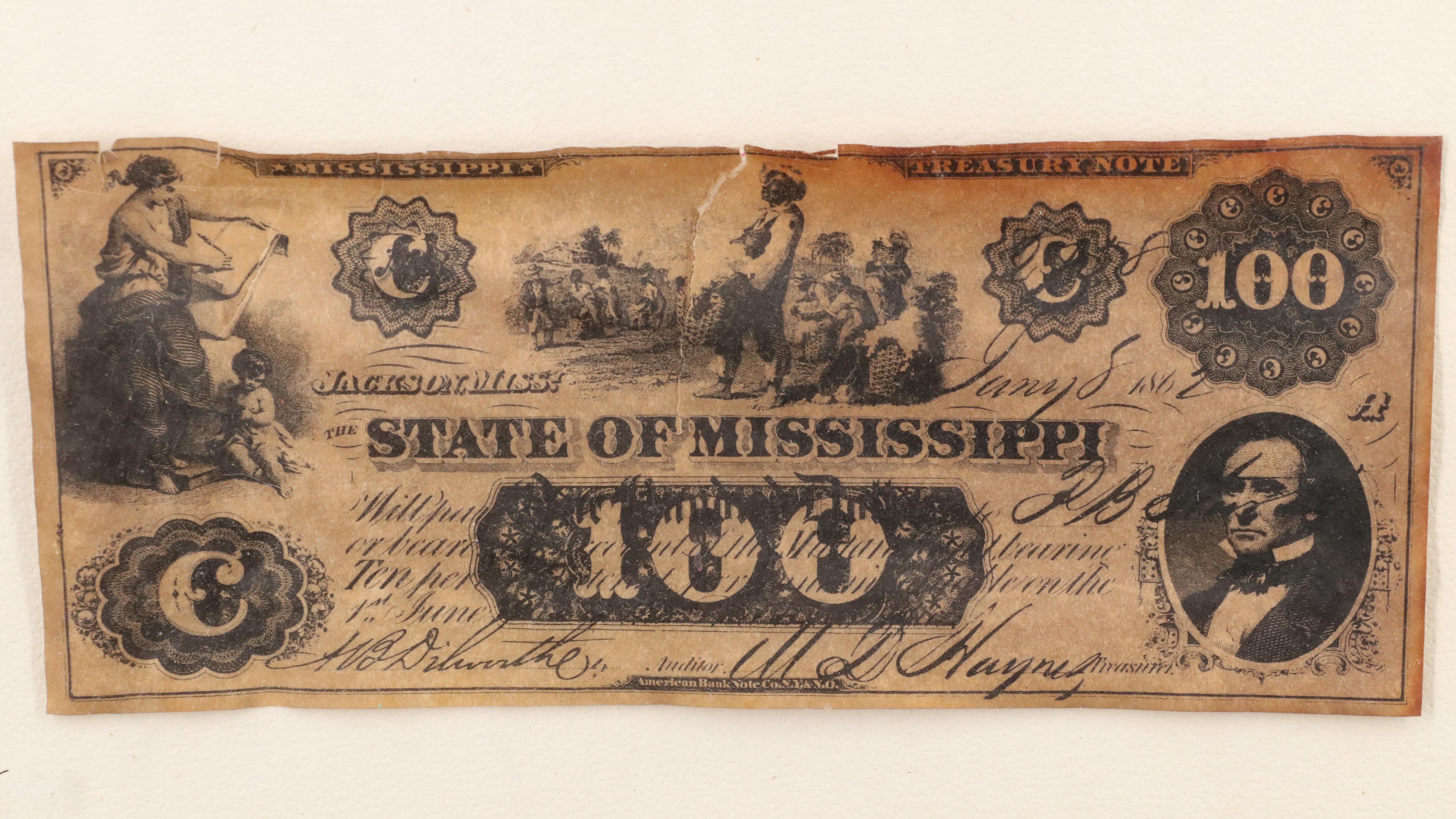 Framed Set of Five 19th Century Banknote Replicas