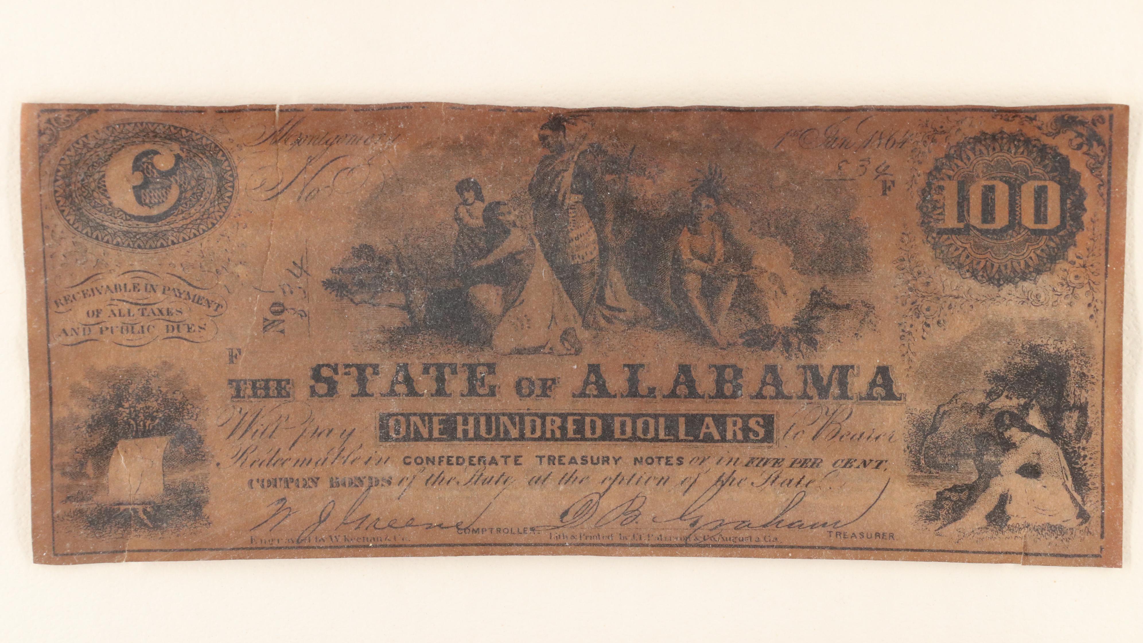 Framed Set of Five 19th Century Banknote Replicas