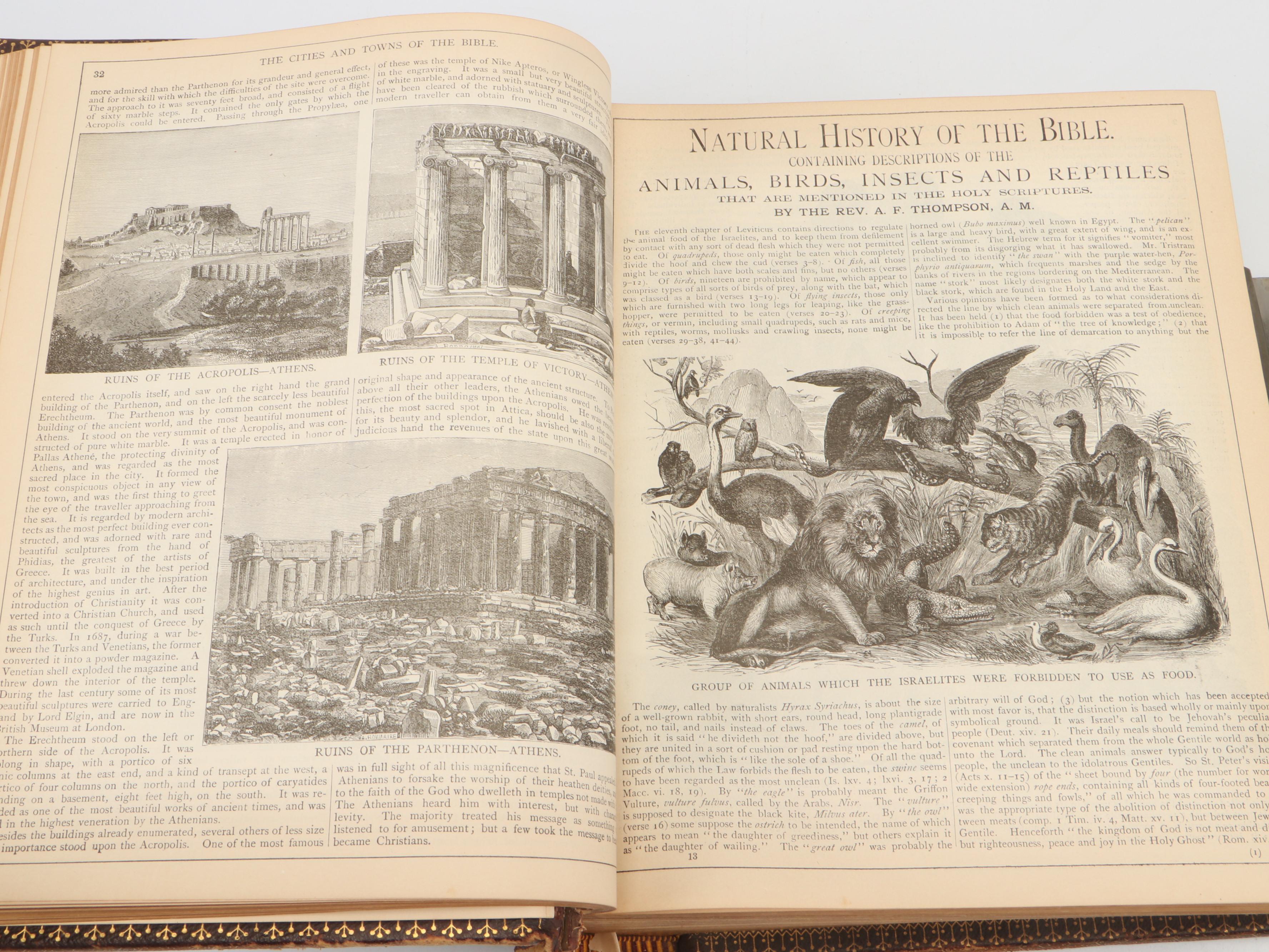 Illustrated Leather Bound Parallel-Column Edition Holy Bible, Late 19th Century
