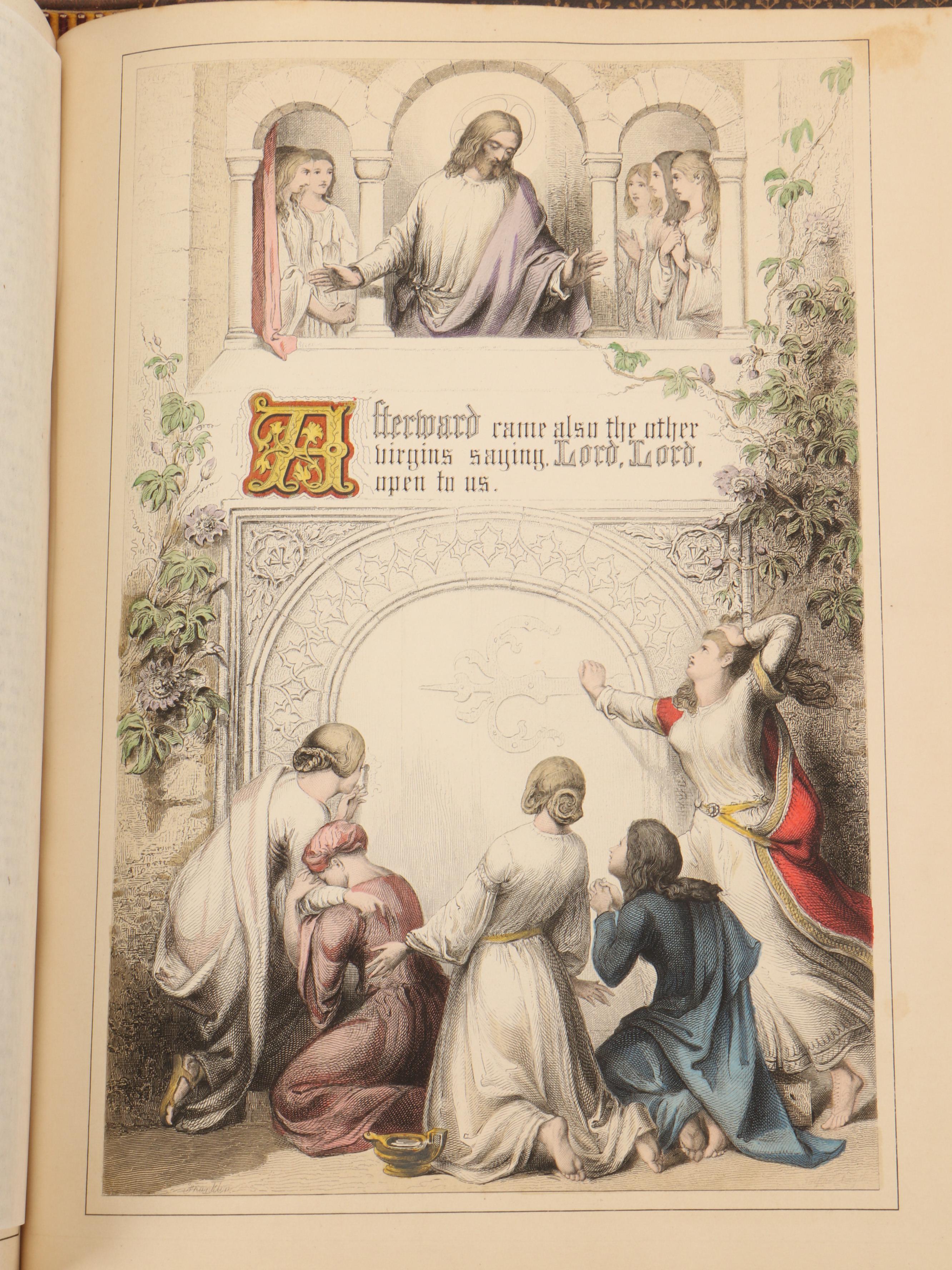 Illustrated Leather Bound Parallel-Column Edition Holy Bible, Late 19th Century