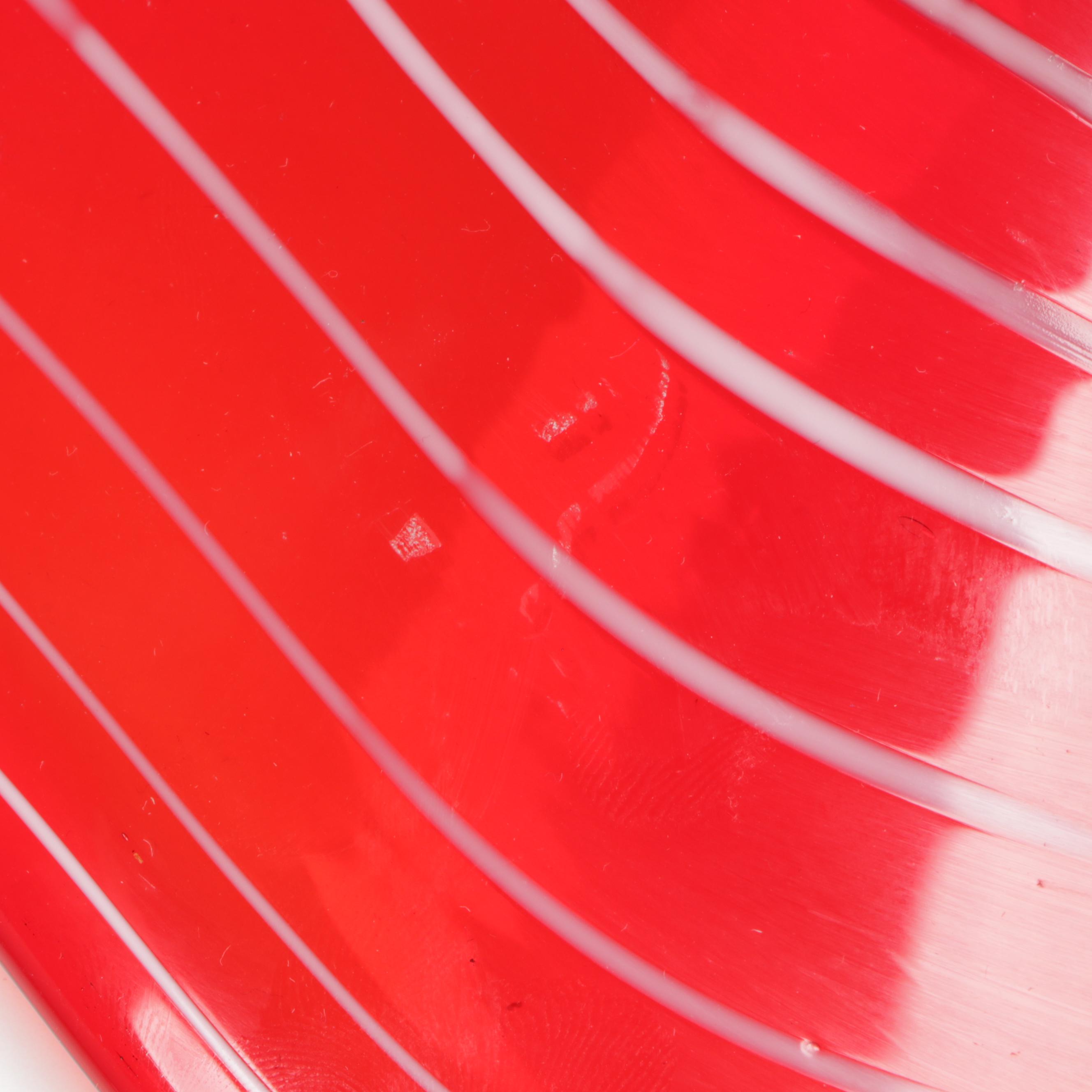 Handblown and Threaded Red Fluted Wall Mount Studio Art Glass Sculpture