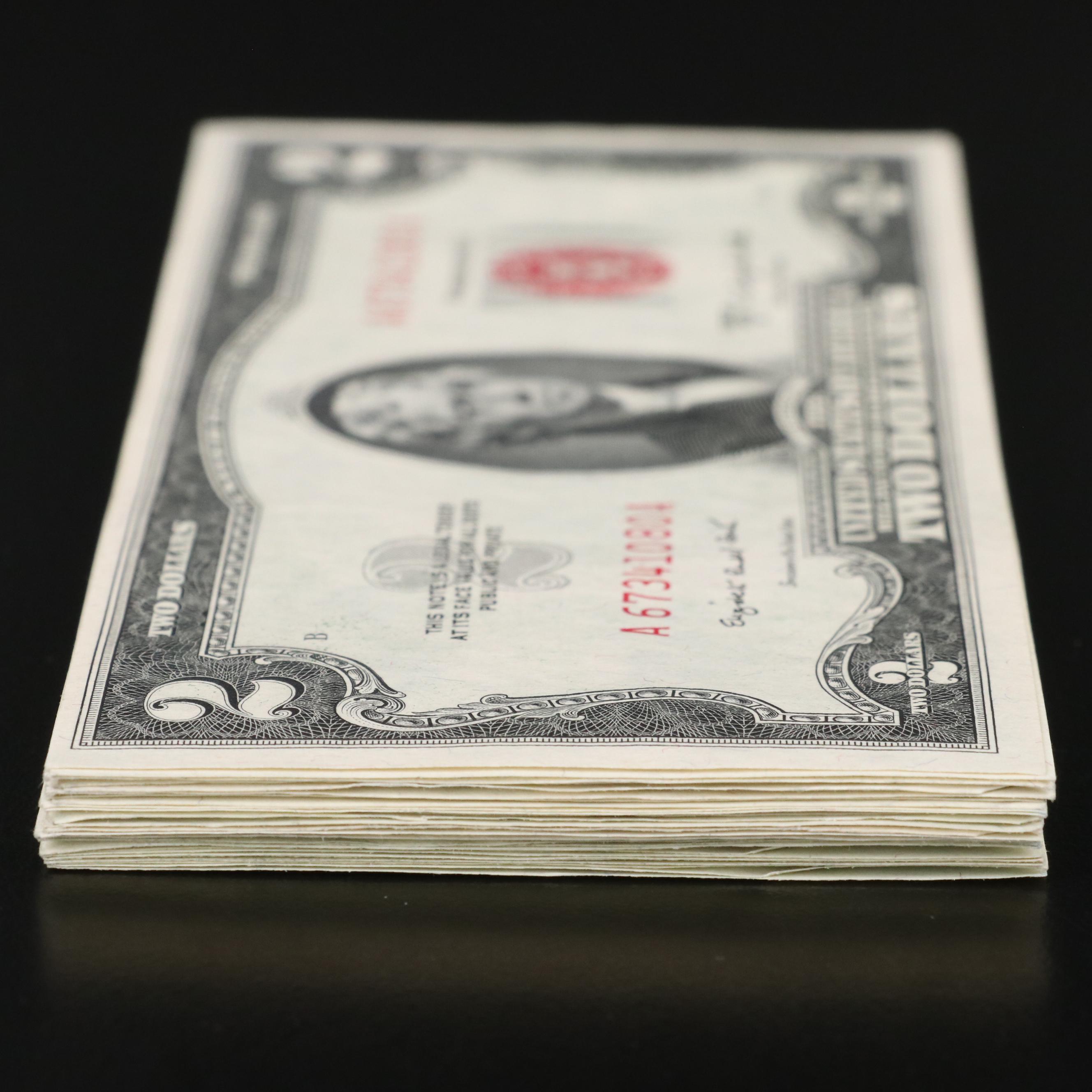 Group of Thirty Uncirculated 1953 and 1963 Two Dollar Legal Tender Notes