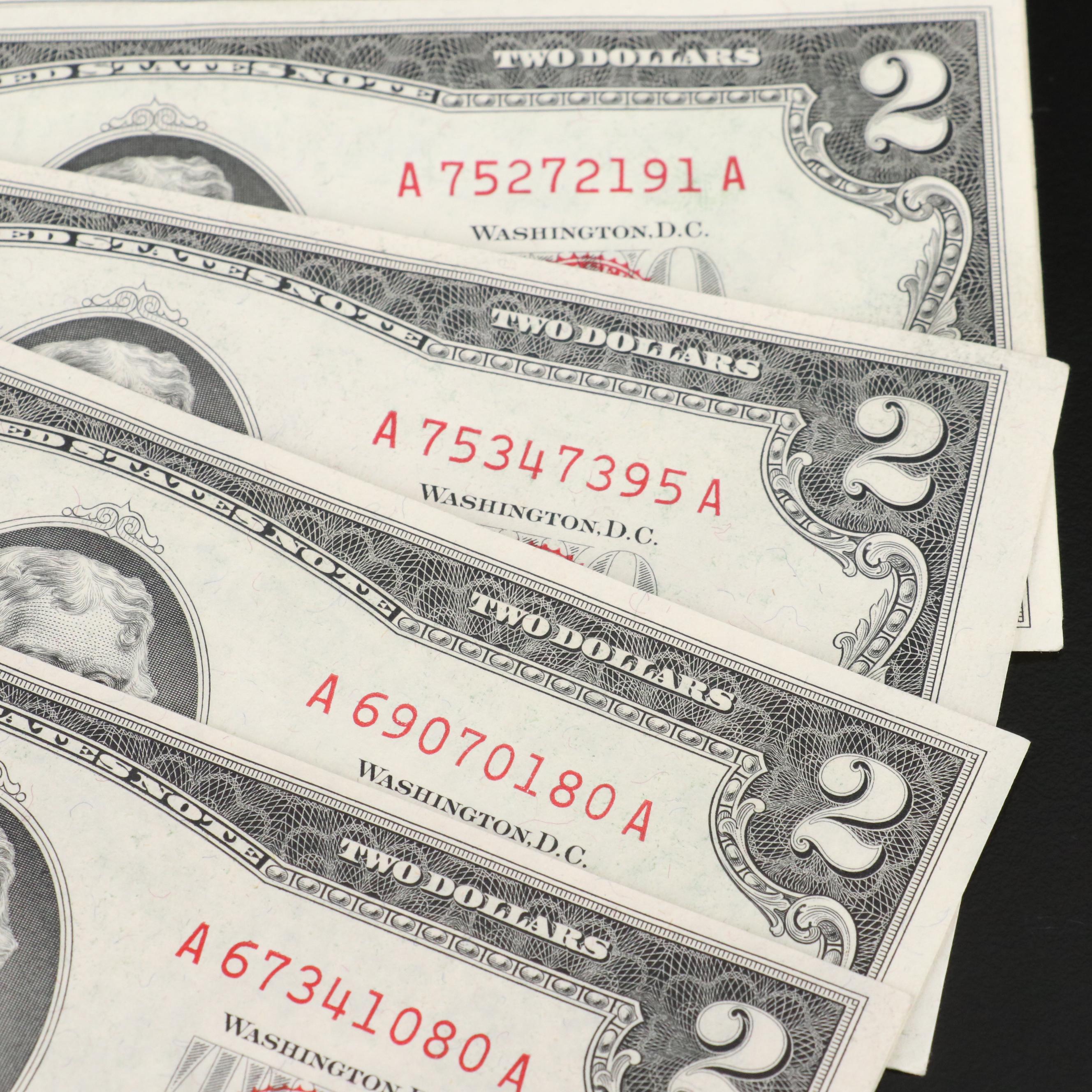 Group of Thirty Uncirculated 1953 and 1963 Two Dollar Legal Tender Notes