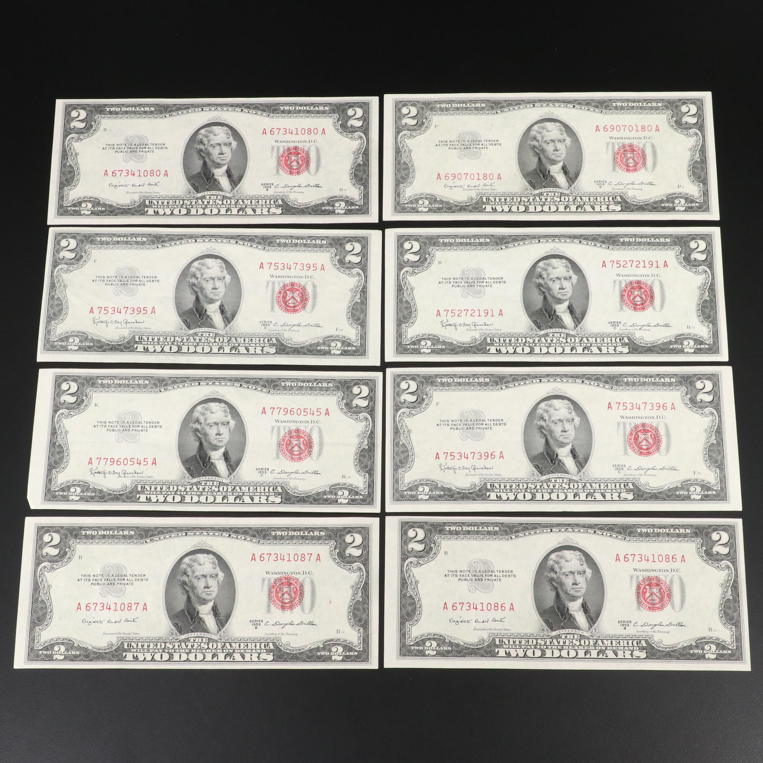 Group of Thirty Uncirculated 1953 and 1963 Two Dollar Legal Tender Notes