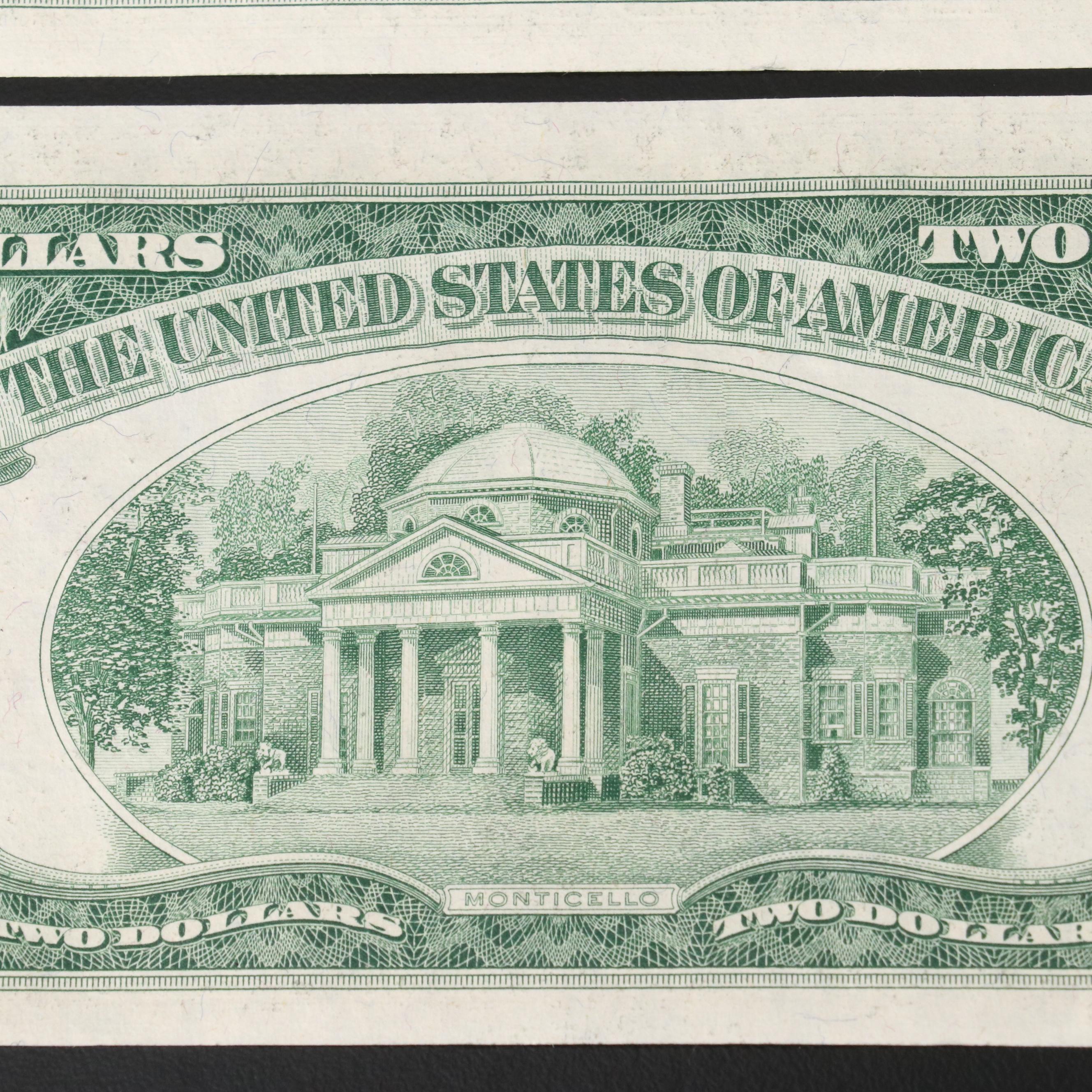 Group of Thirty Uncirculated 1953 and 1963 Two Dollar Legal Tender Notes