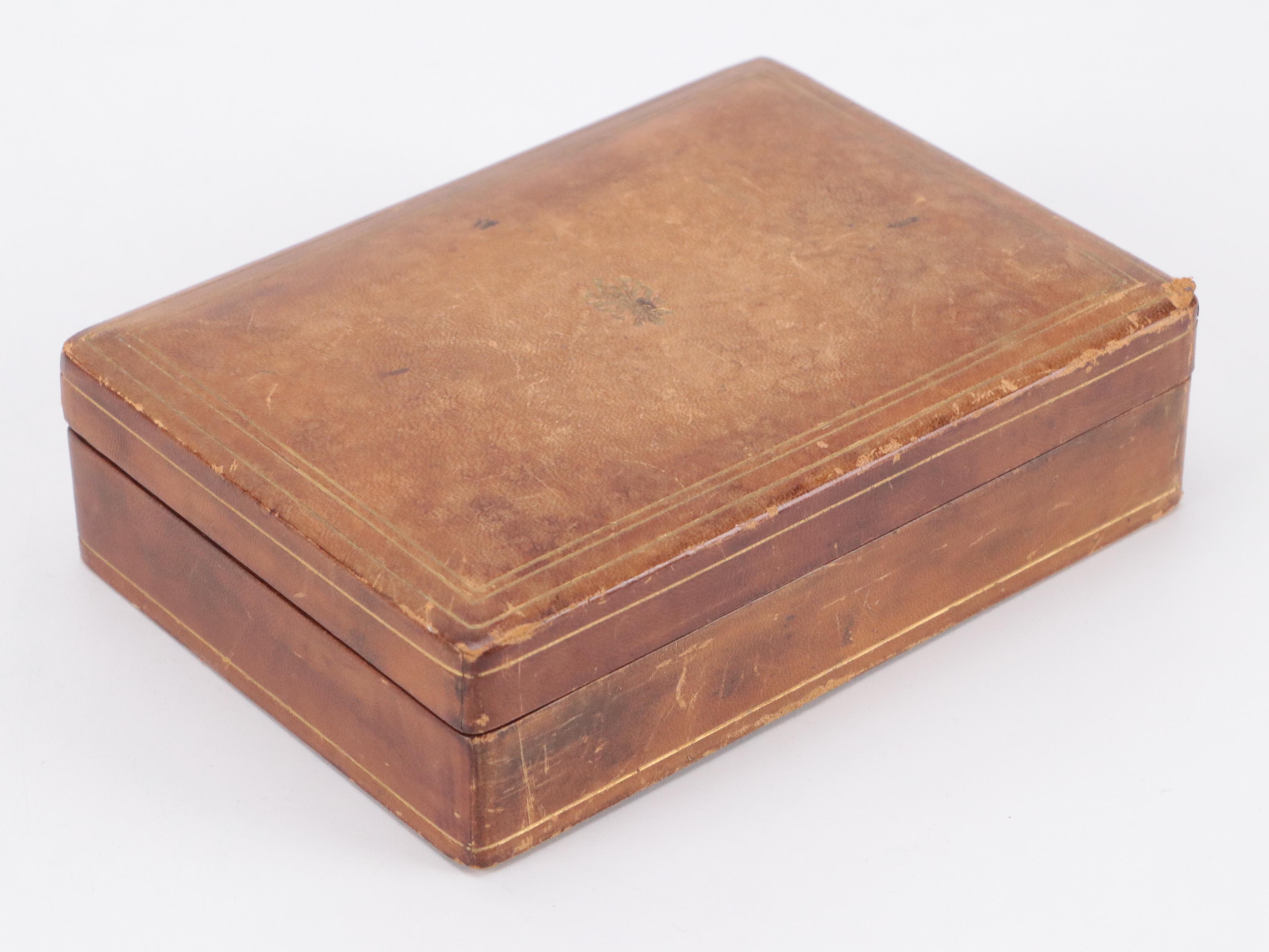 Wood Inlay Metal Footed Box, Letter Sorter, and Other Faux Leather Divided Box