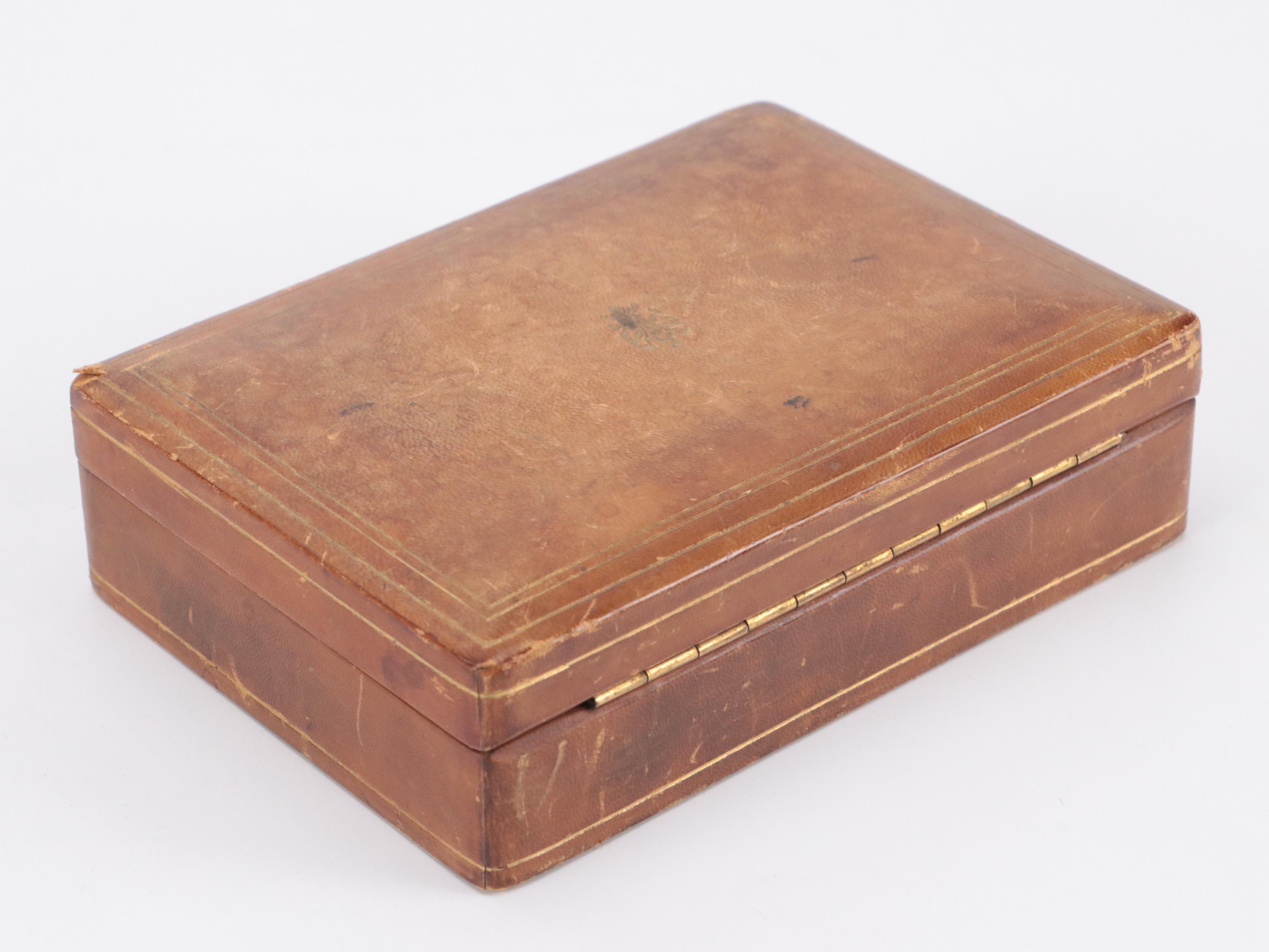 Wood Inlay Metal Footed Box, Letter Sorter, and Other Faux Leather Divided Box