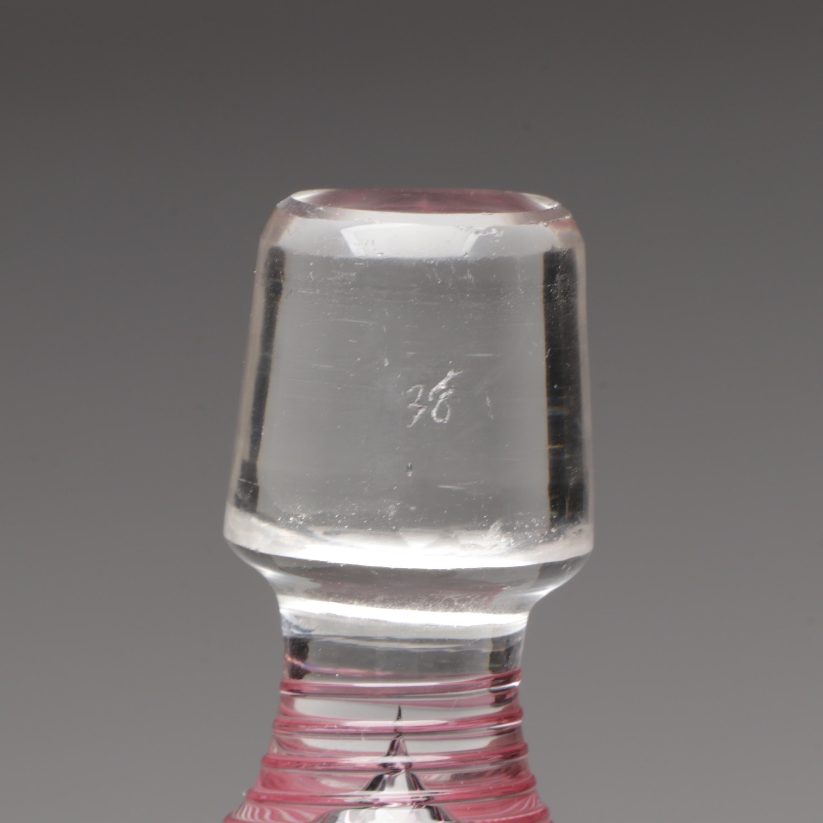 Blown Cranberry Glass Decanter with Crystal Decanter