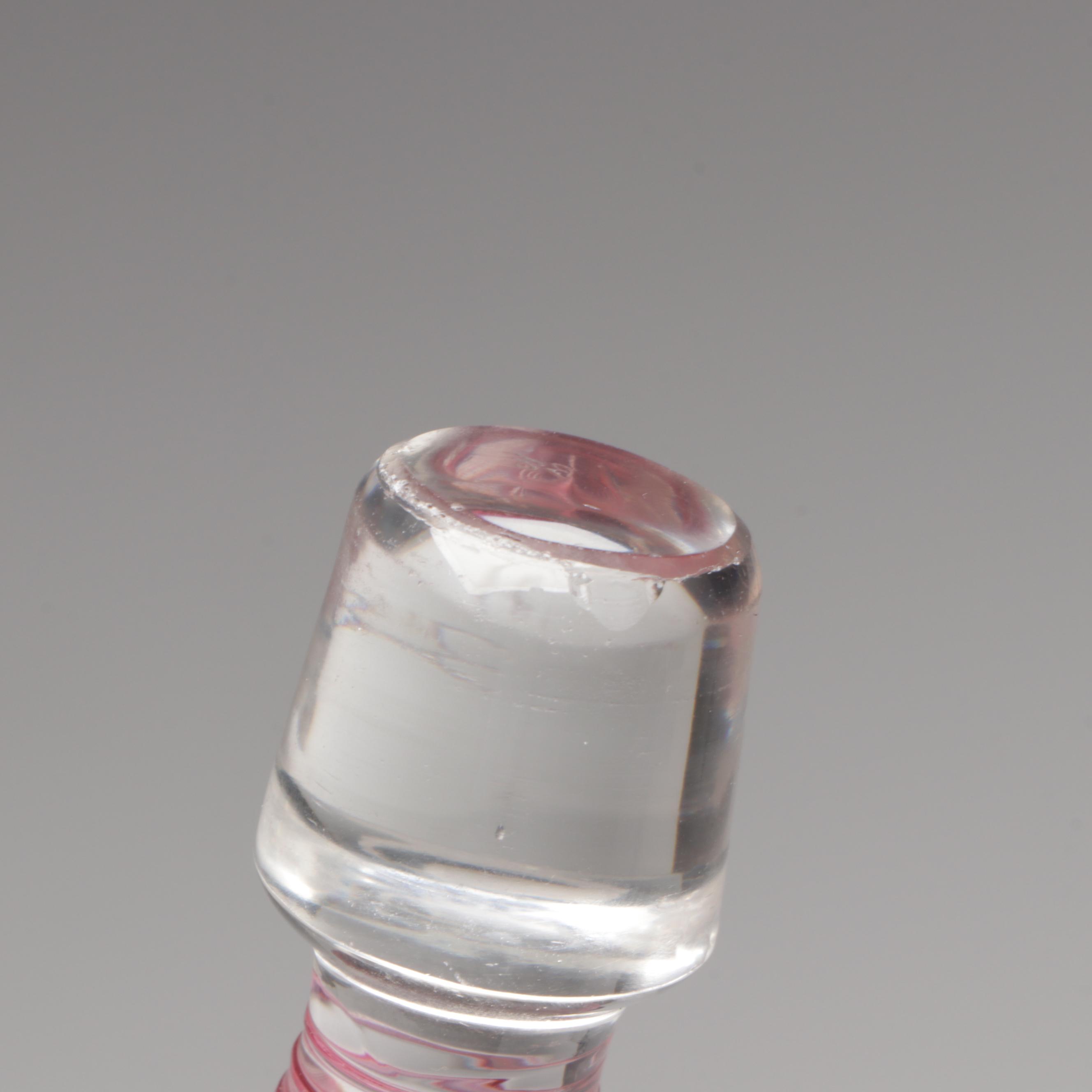 Blown Cranberry Glass Decanter with Crystal Decanter