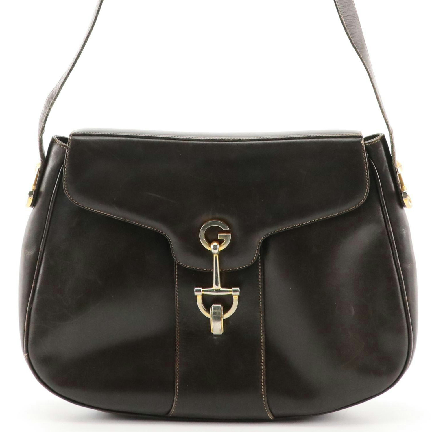 Gucci Leather Front-Flap Shoulder Bag