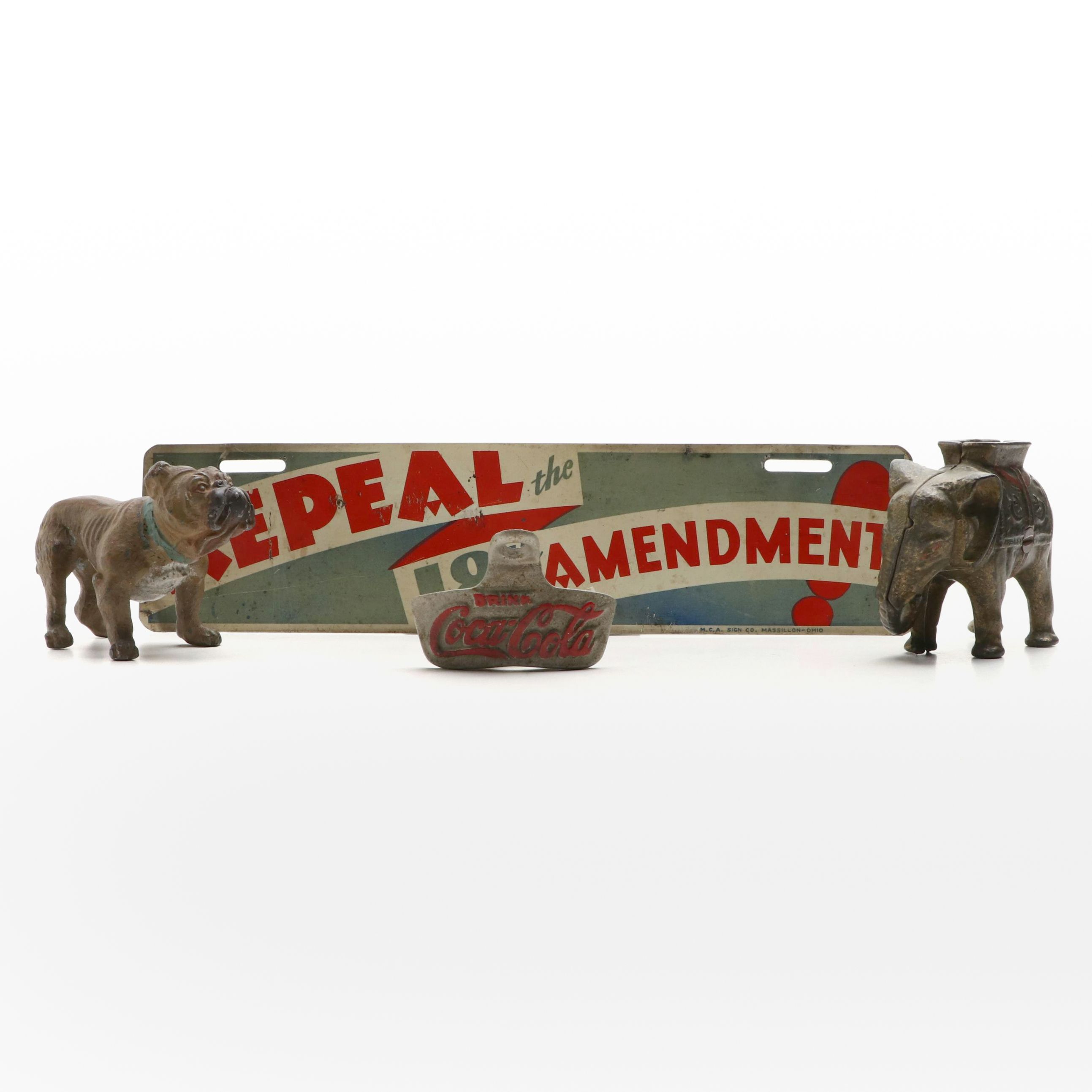 "Repeal the 18th Amendment" Prohibition Sign, Coca-Cola Bottle Opener and More