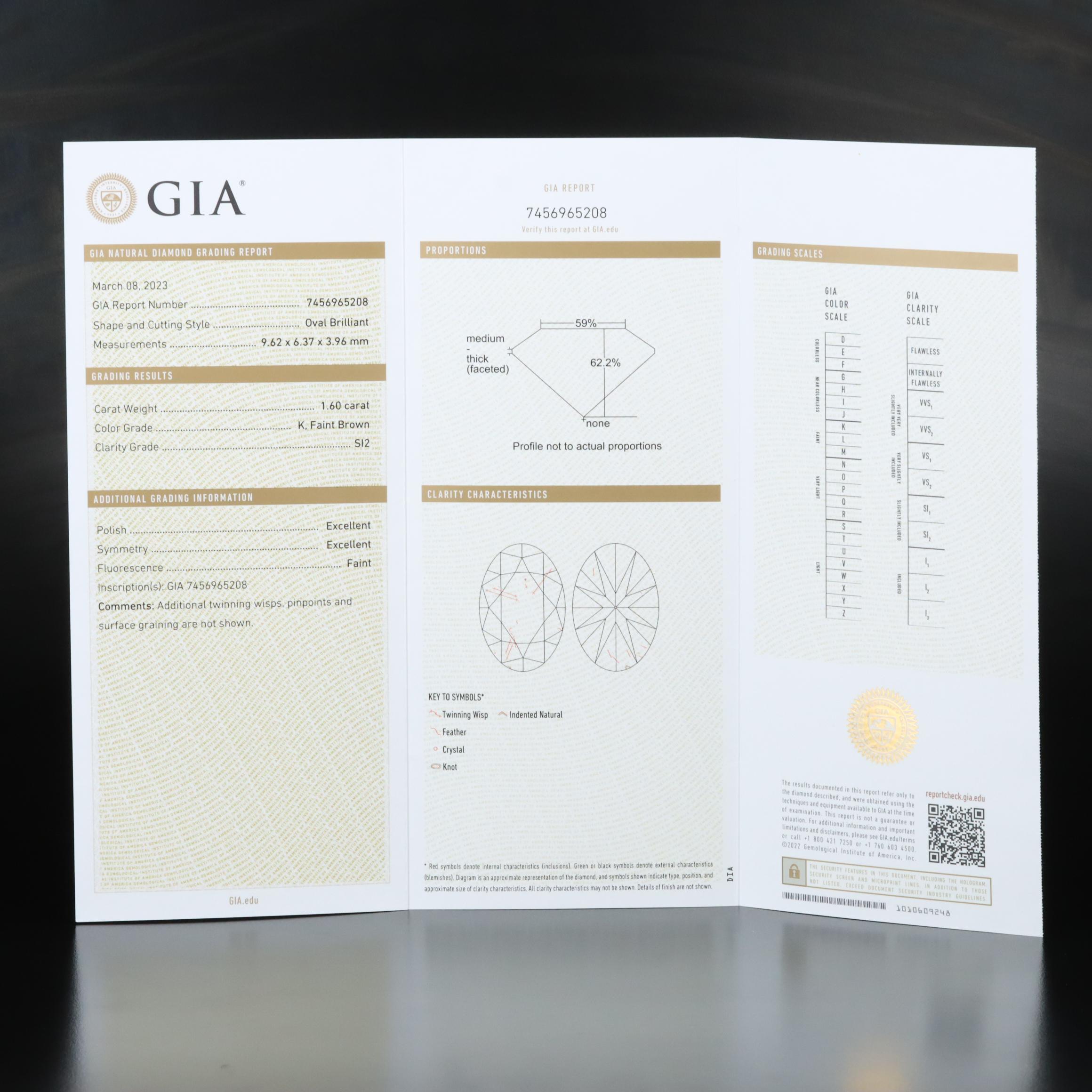Loose 1.60 CT Diamond with GIA Diamond Grading Report