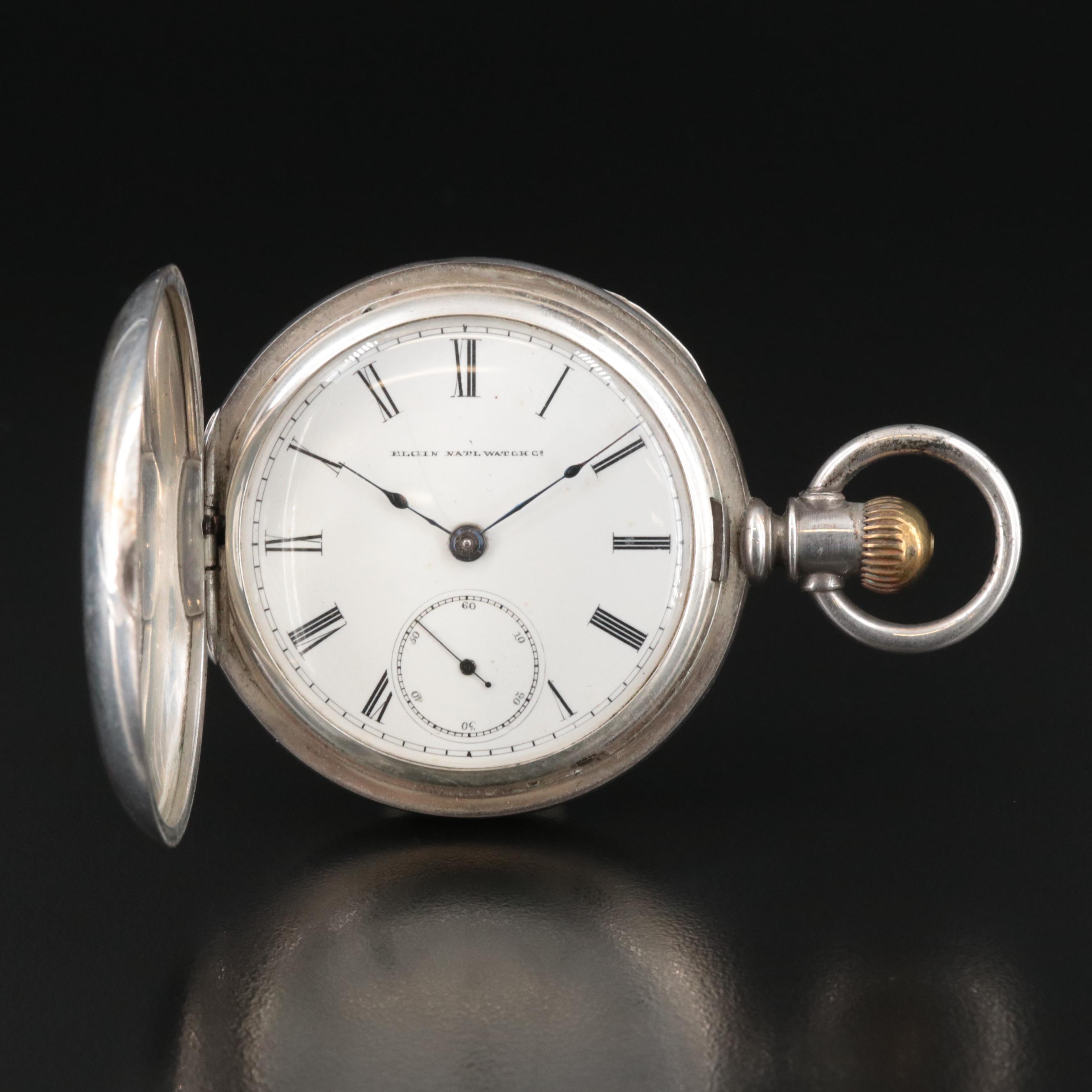 1886 Elgin Coin Silver Hunting Case Pocket Watch