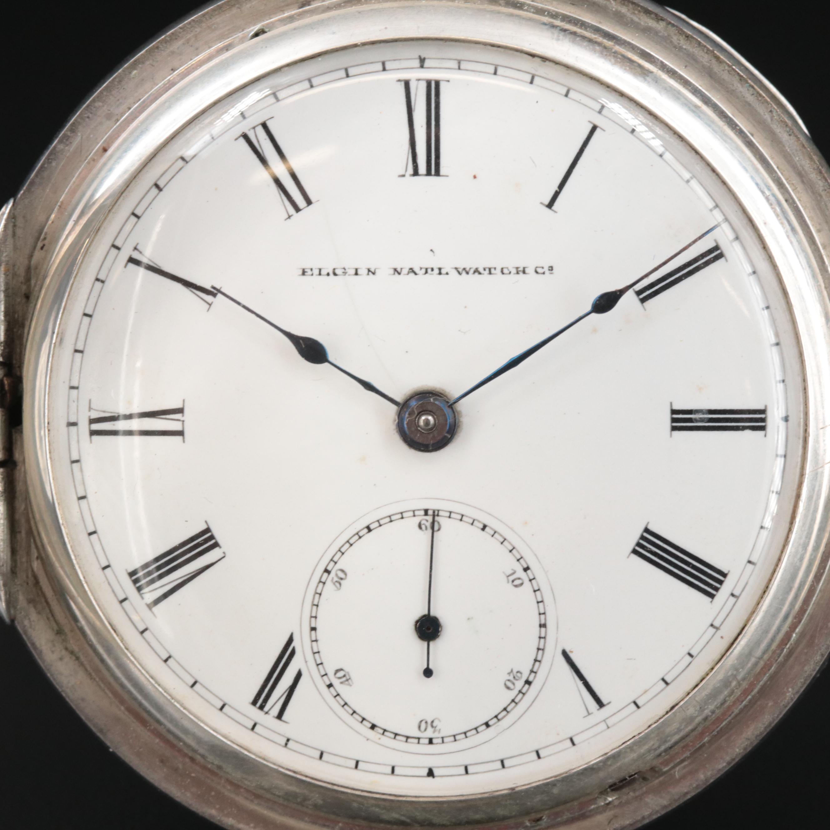 1886 Elgin Coin Silver Hunting Case Pocket Watch