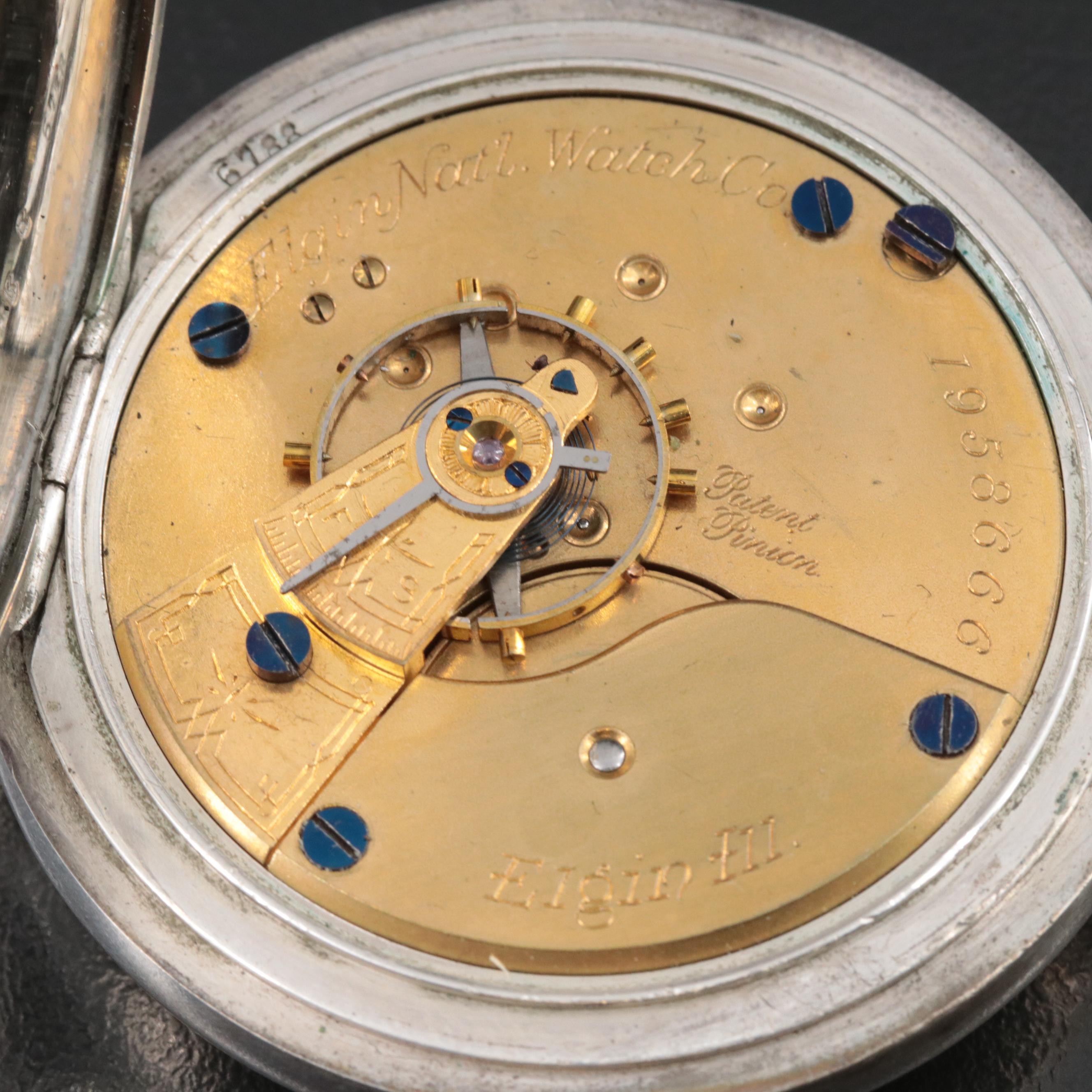 1886 Elgin Coin Silver Hunting Case Pocket Watch