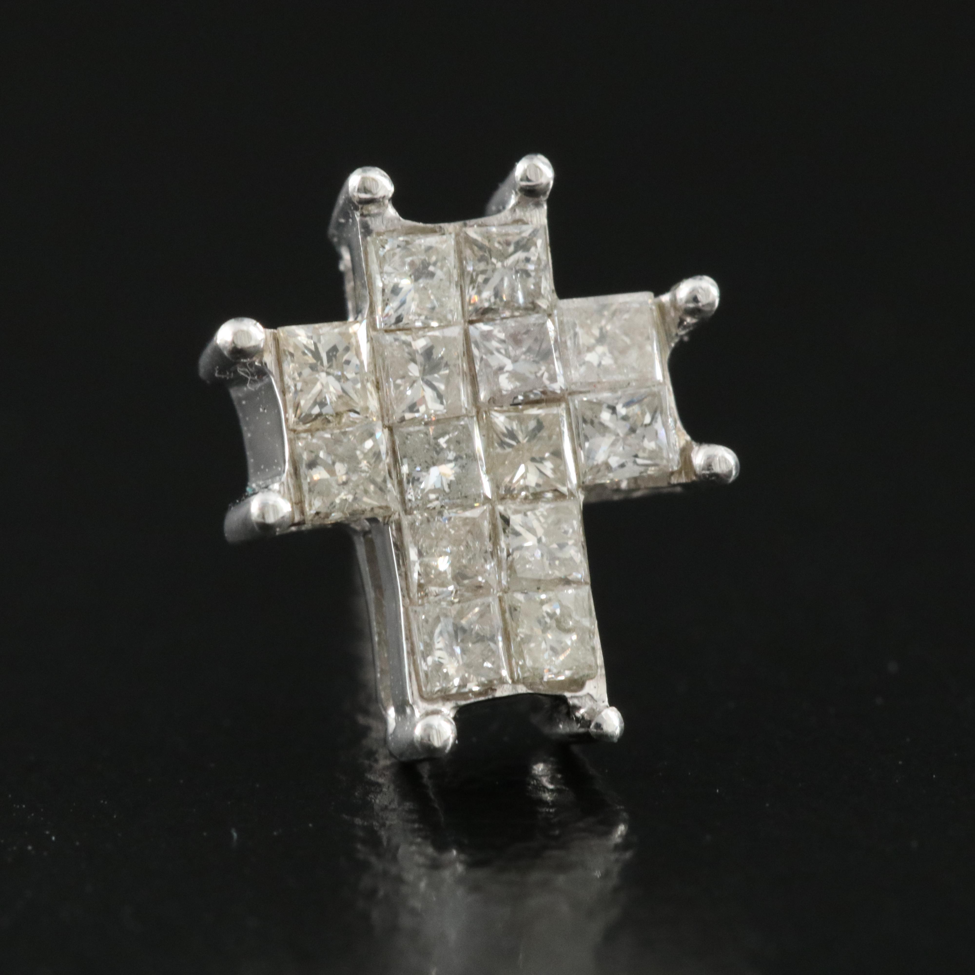 14K Diamond Cross Earrings
