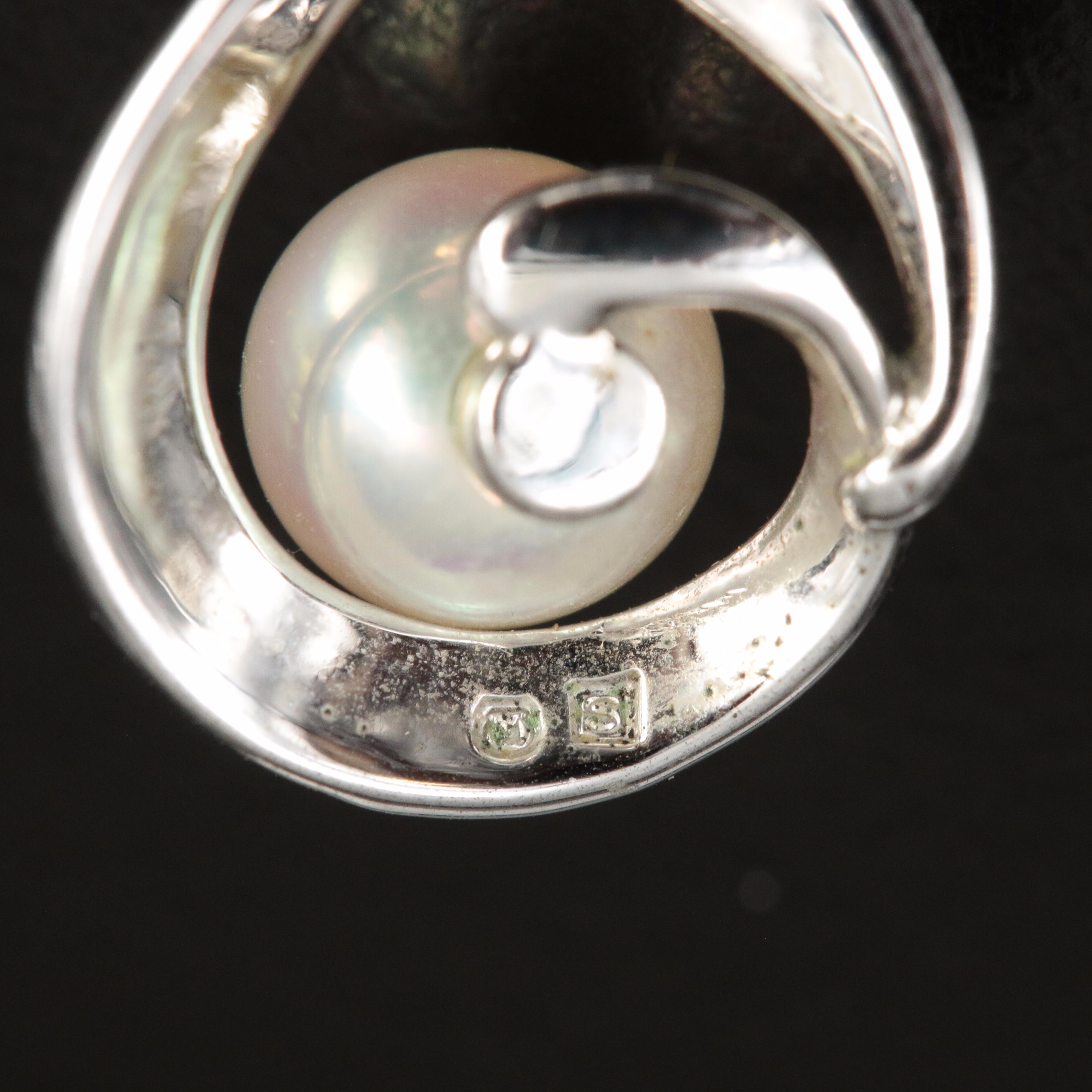 Mikimoto Sterling Pearl Solitaire Teardrop Pendant