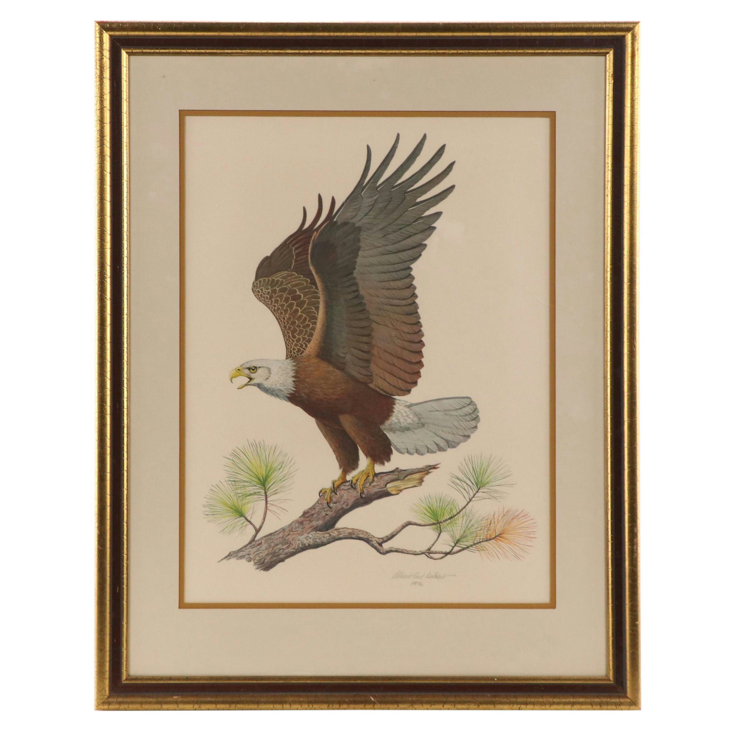 Albert Earl Gilbert Offset Lithograph "American Bald Eagle," 1976