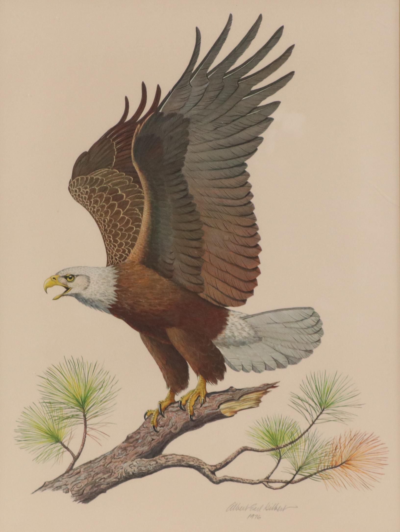 Albert Earl Gilbert Offset Lithograph "American Bald Eagle," 1976