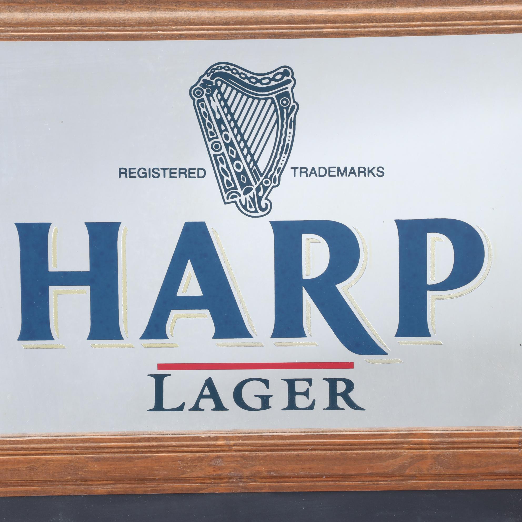 Harp Lager Mirrored Sign Board With Chalkboard Memo Feature
