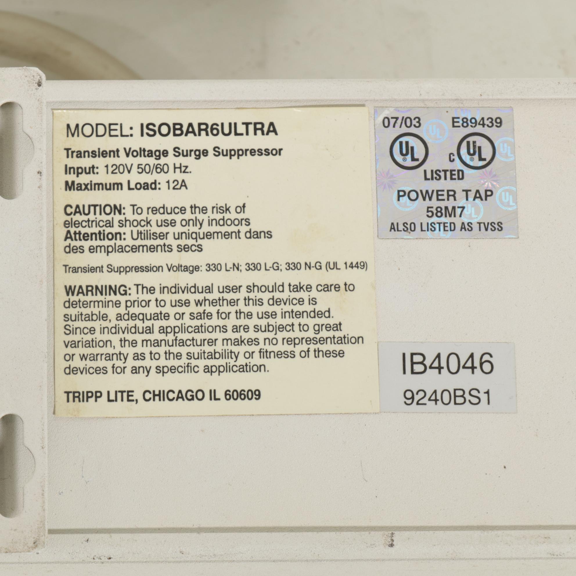 8 Isobar Ultra Diagnostic Surge Suppressors plus Power Cords