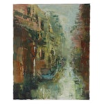 Leif Janek Abstract Acrylic Painting "A Quiet Day in Venice," 21st Century