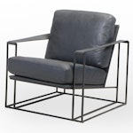 Mid Century Modern Style Metal and Leather Club Chair