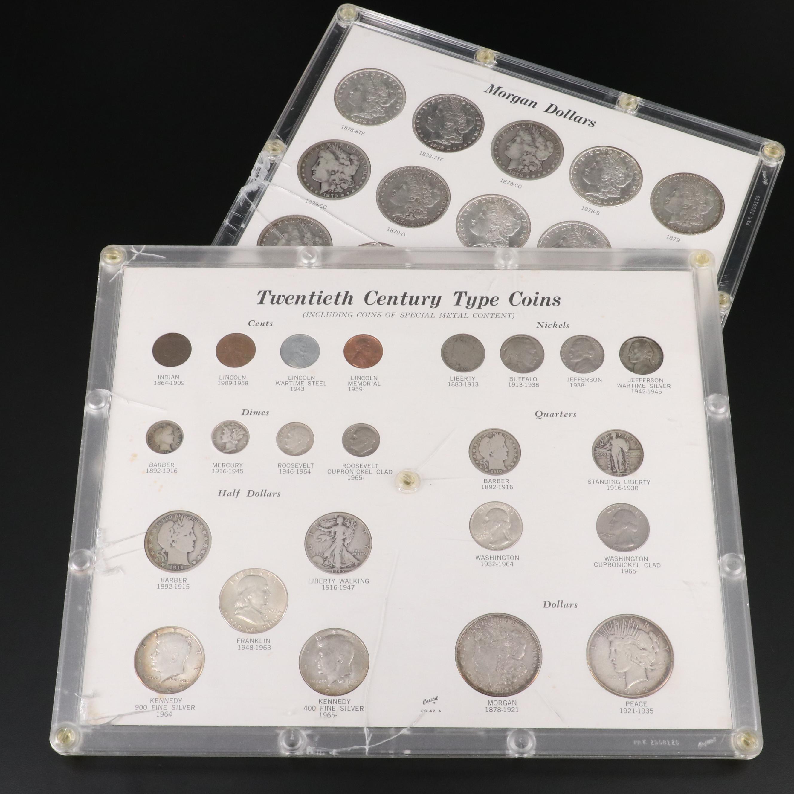 Partial Morgan Dollar Set and a 20th Century Type Set in Capitol Holders