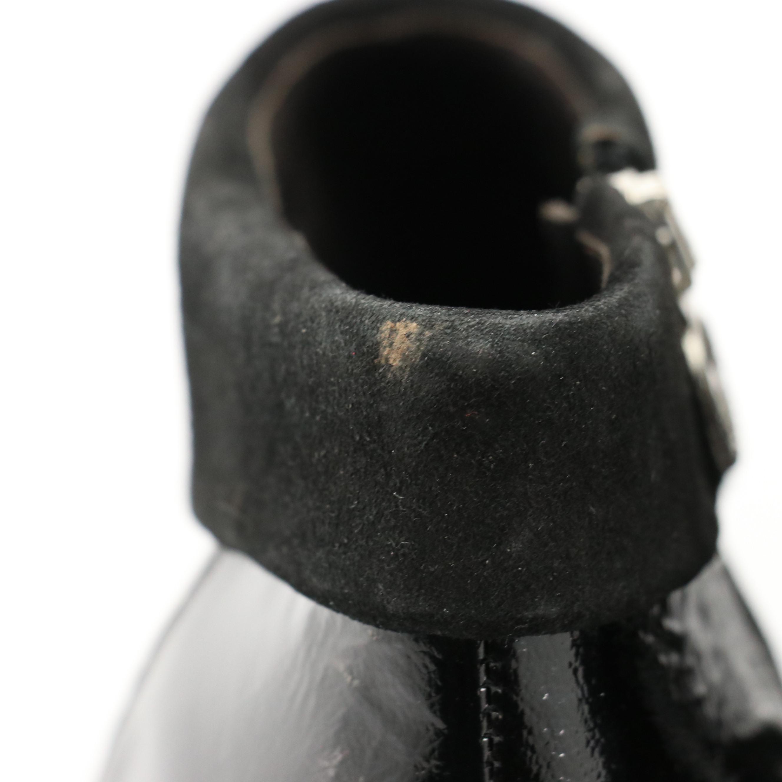 Donald J Pliner Rula Black Patent Leather and Suede Stiletto Ankle Booties