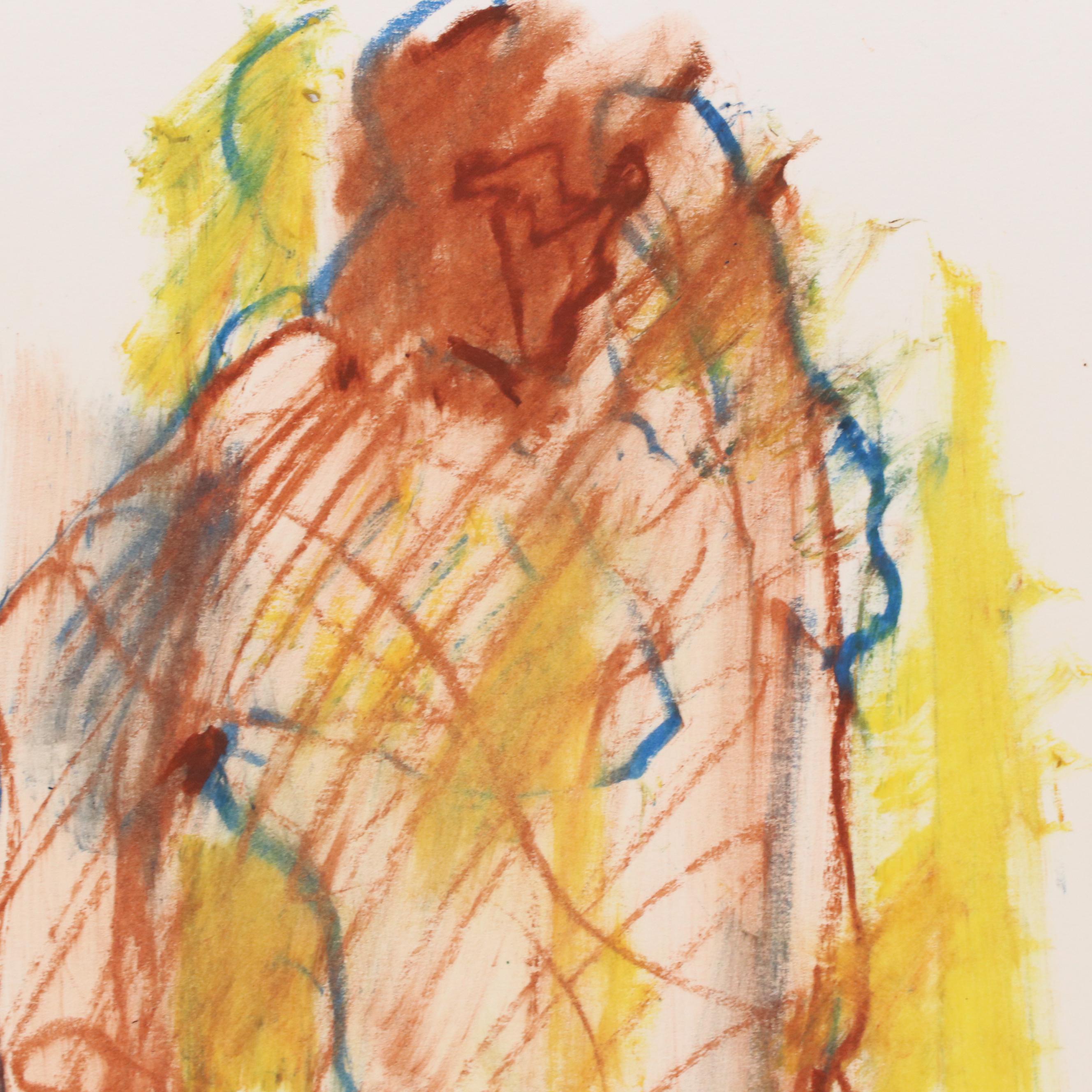 Jack Meanwell Nude Figural Oil Pastel Drawing, Late 20th Century