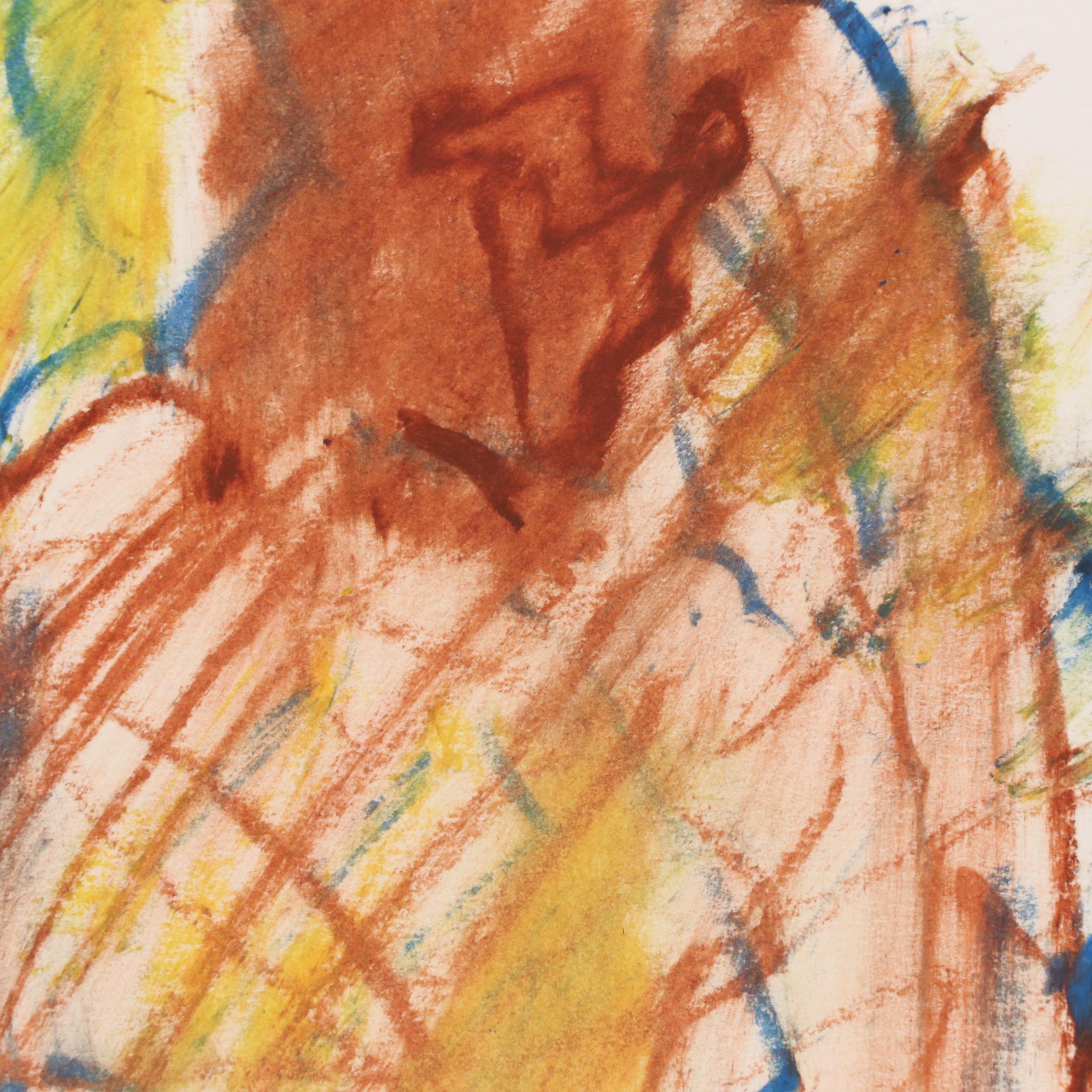 Jack Meanwell Nude Figural Oil Pastel Drawing, Late 20th Century