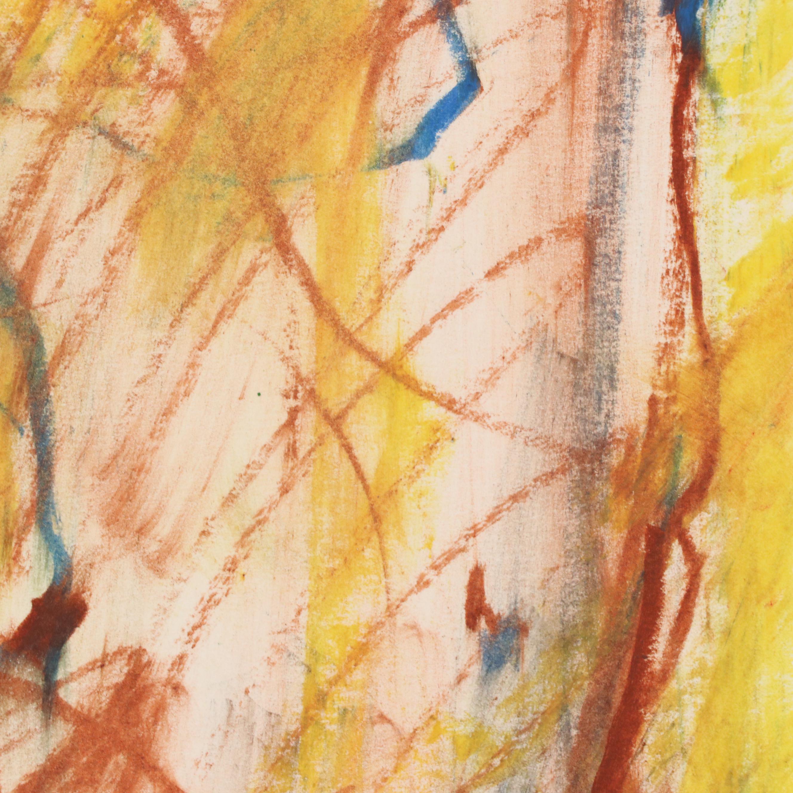 Jack Meanwell Nude Figural Oil Pastel Drawing, Late 20th Century