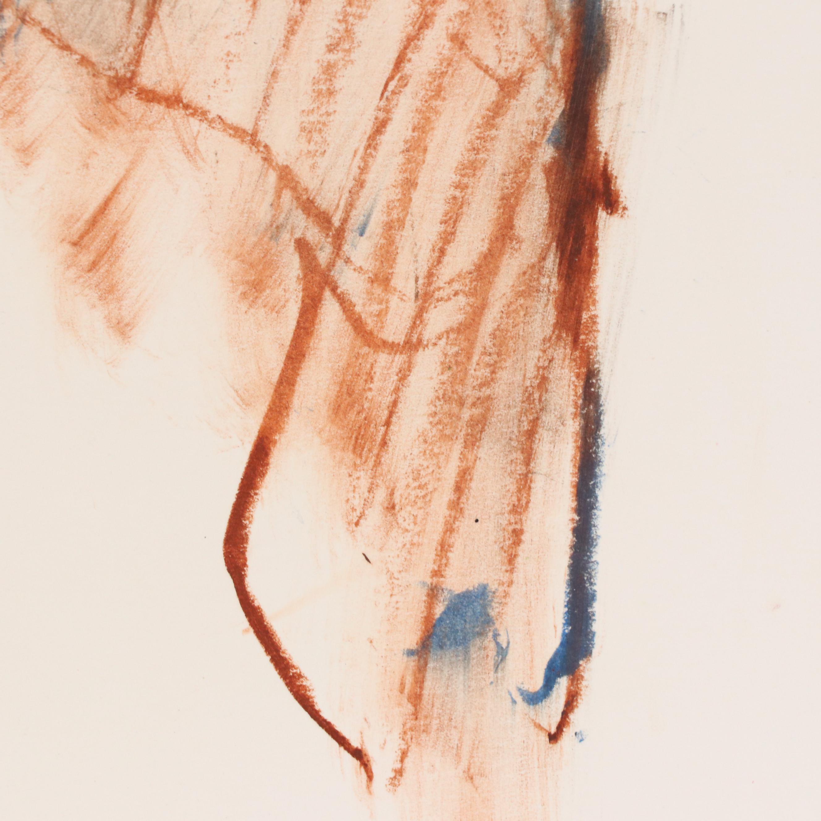 Jack Meanwell Nude Figural Oil Pastel Drawing, Late 20th Century