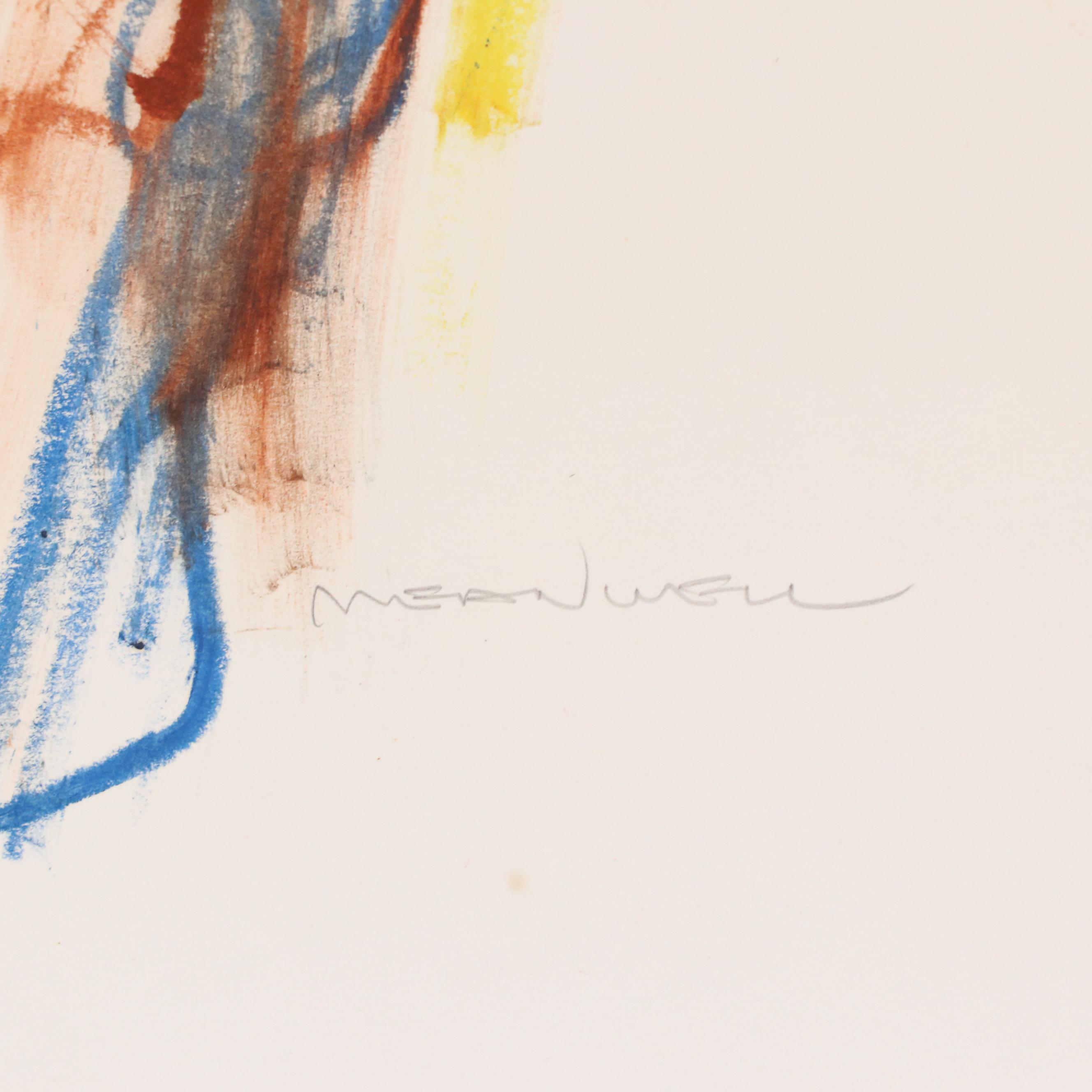 Jack Meanwell Nude Figural Oil Pastel Drawing, Late 20th Century