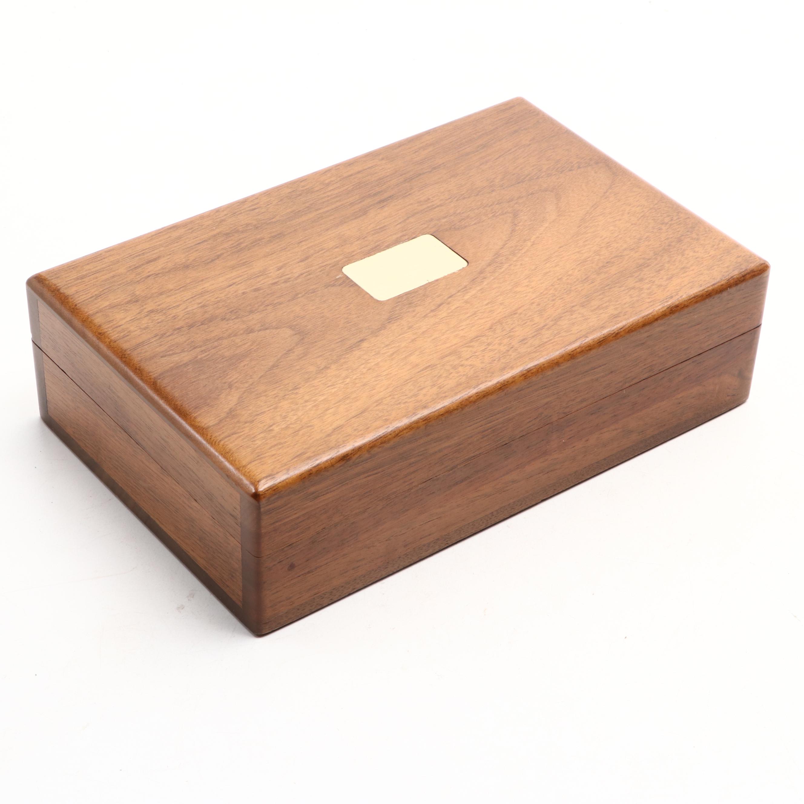 Decatur Industries Walnut Humidor and Shoeshine Box, Early to Mid-20th Century