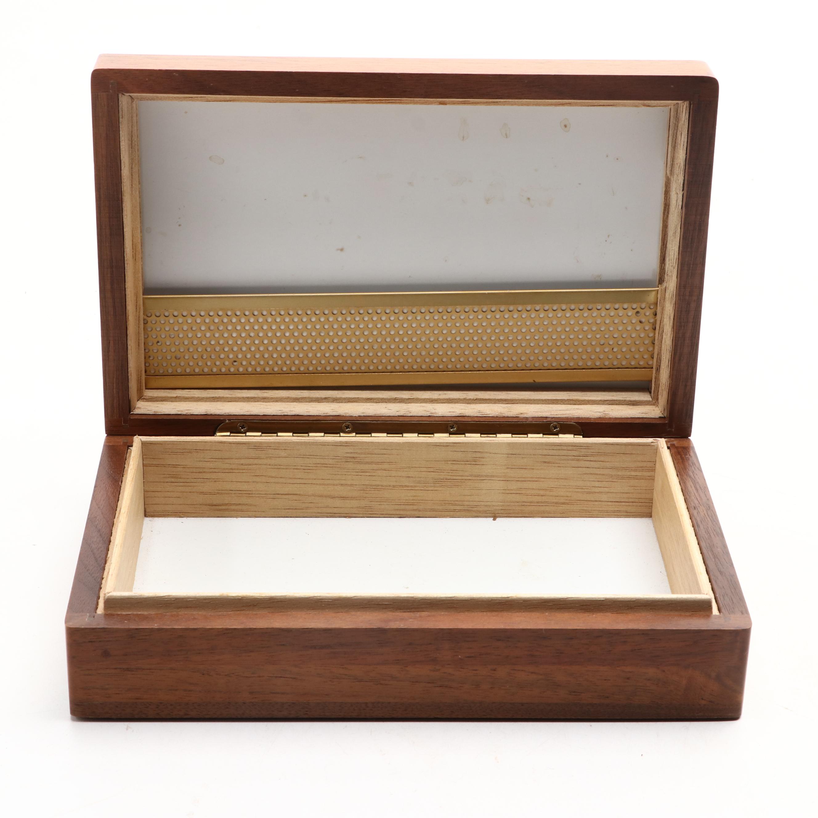 Decatur Industries Walnut Humidor and Shoeshine Box, Early to Mid-20th Century