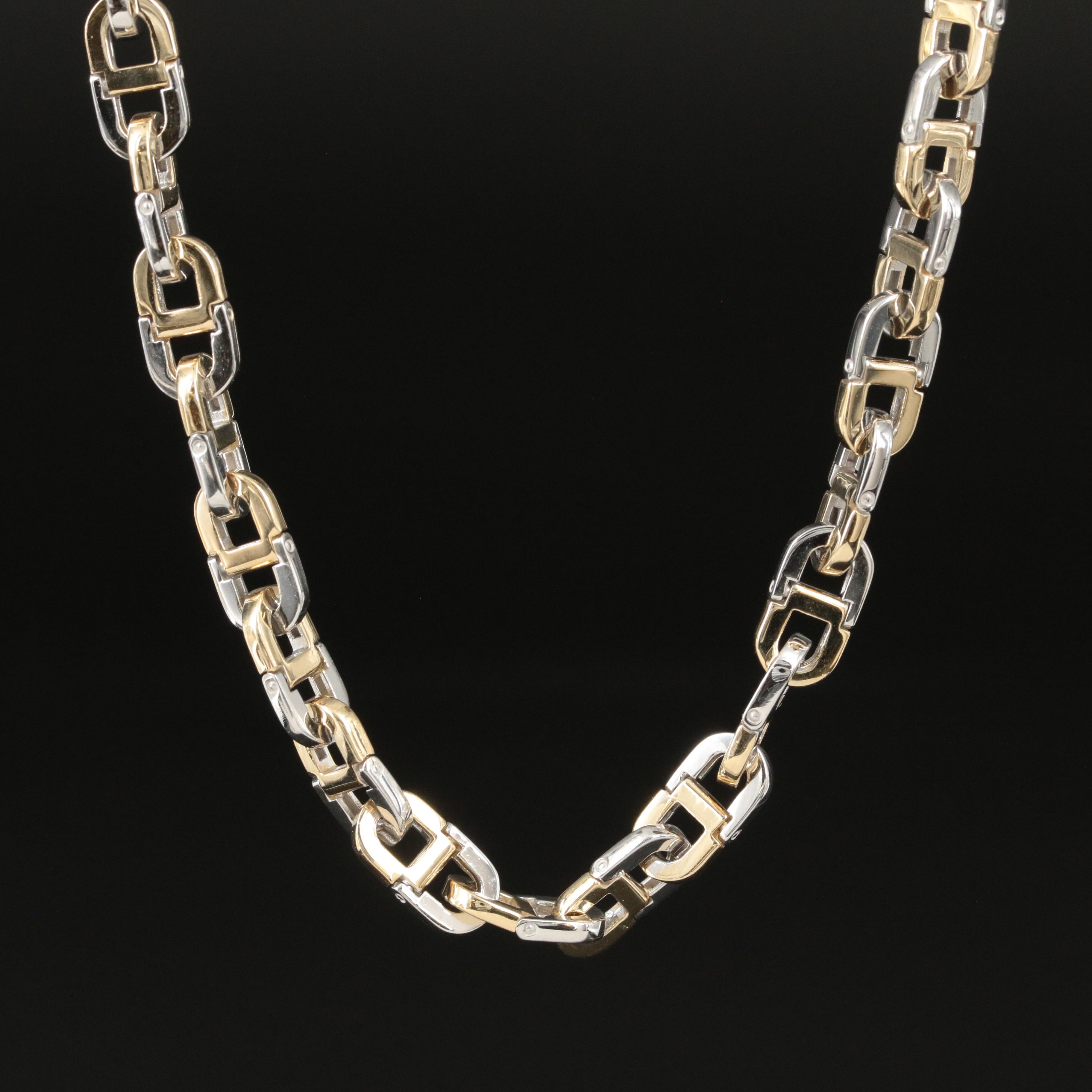 14K Two-Tone Fancy Mariner Chain Necklace
