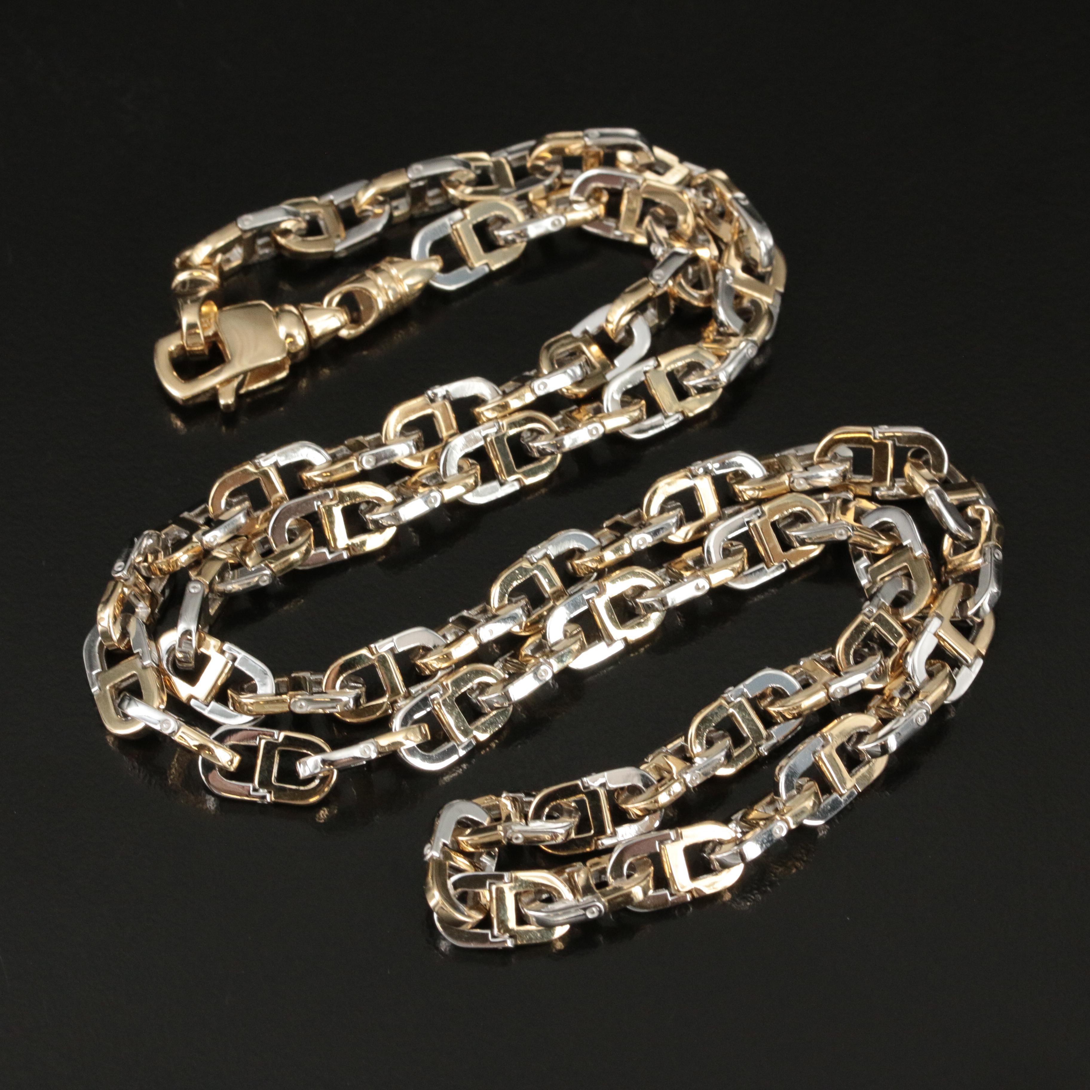 14K Two-Tone Fancy Mariner Chain Necklace