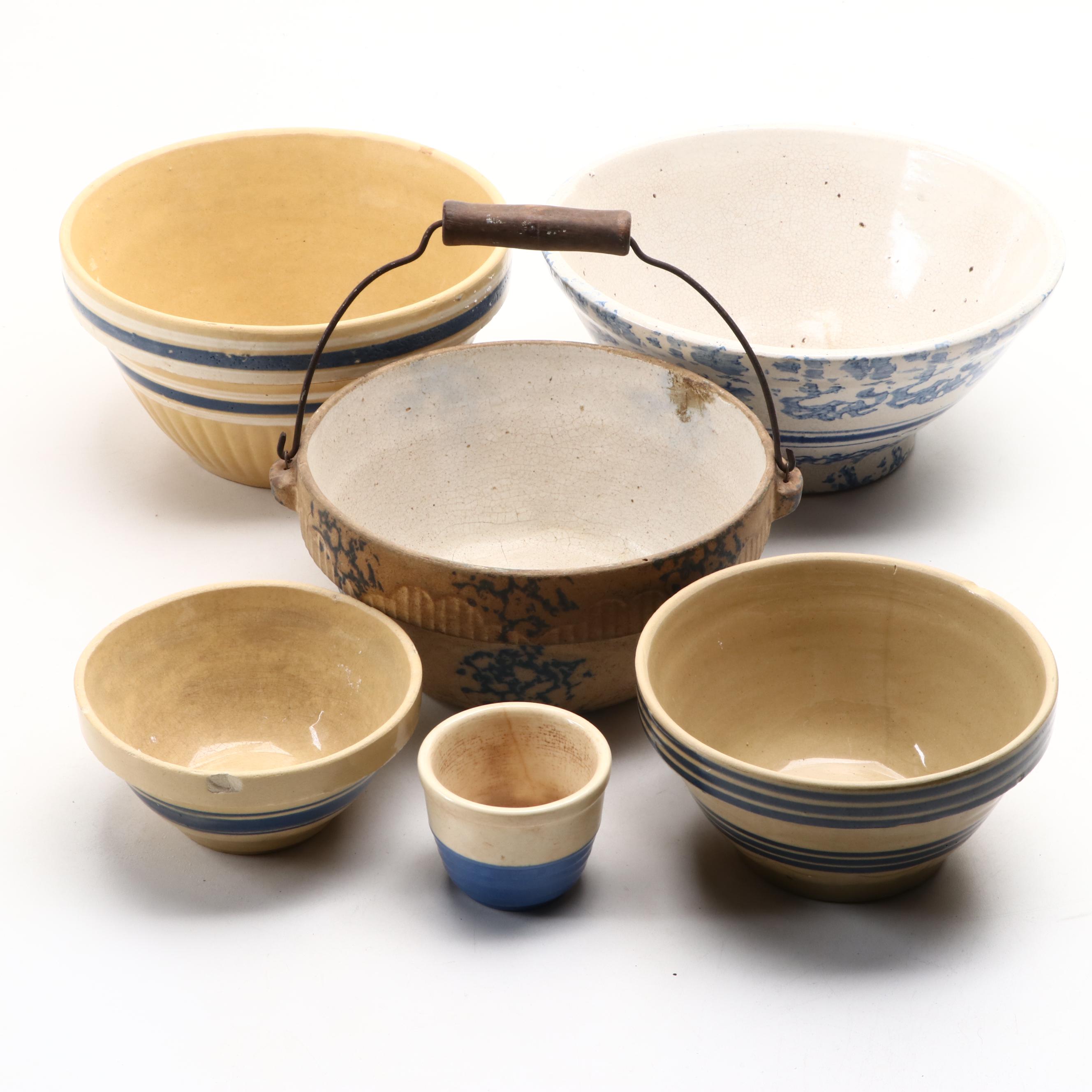 American Yellowware and Spongeware Ceramic Bowls