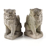 Concrete Guardian Lion Statues With Different Expressions