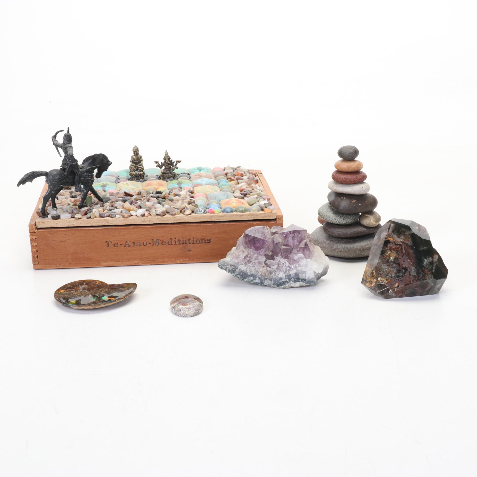 Hobbyist Hand Designed and Crafted Keepsake Box and Rock Specimen Collection