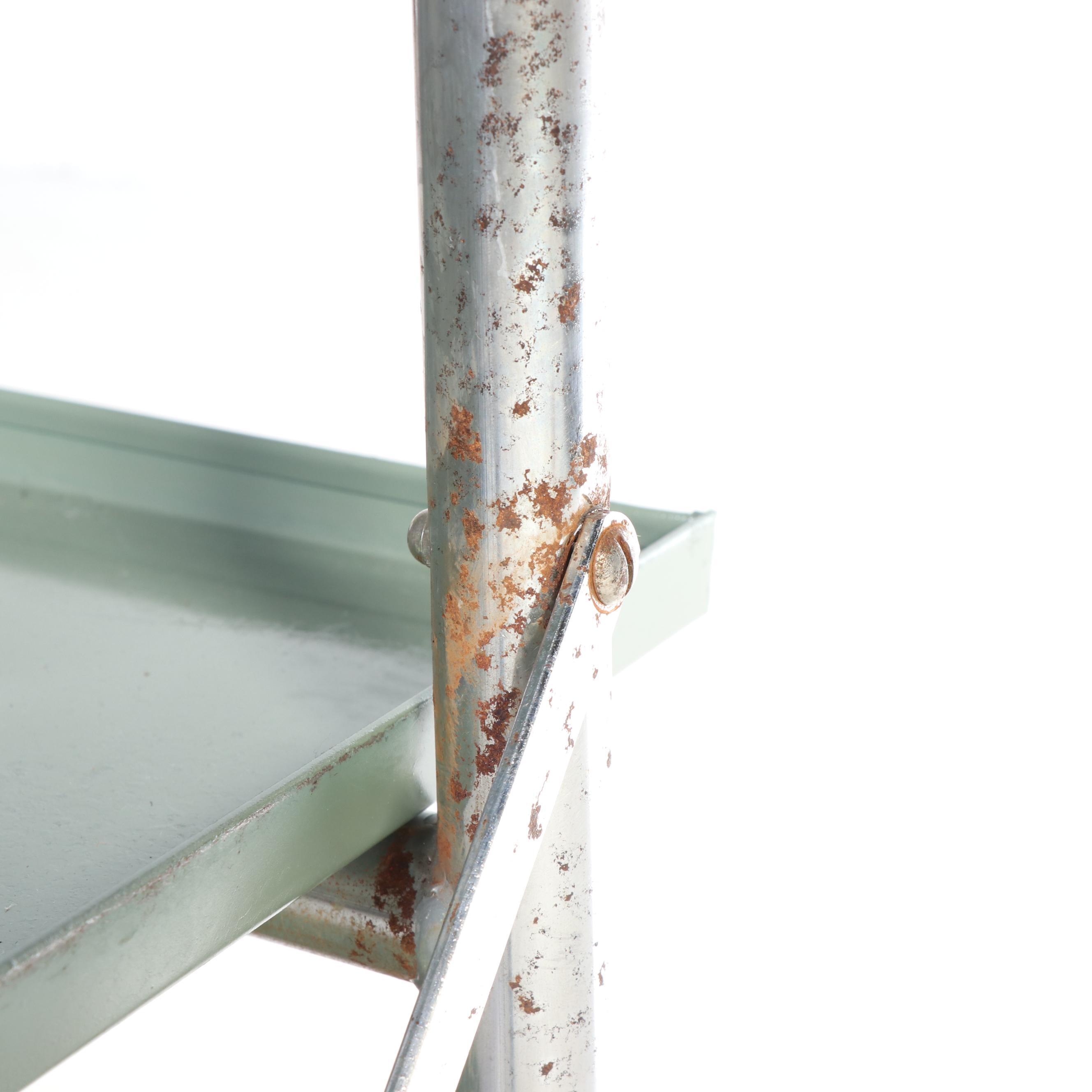 Nystrom Modernist Green Powder-Coated and Chromed Steel Three-Tier Cart