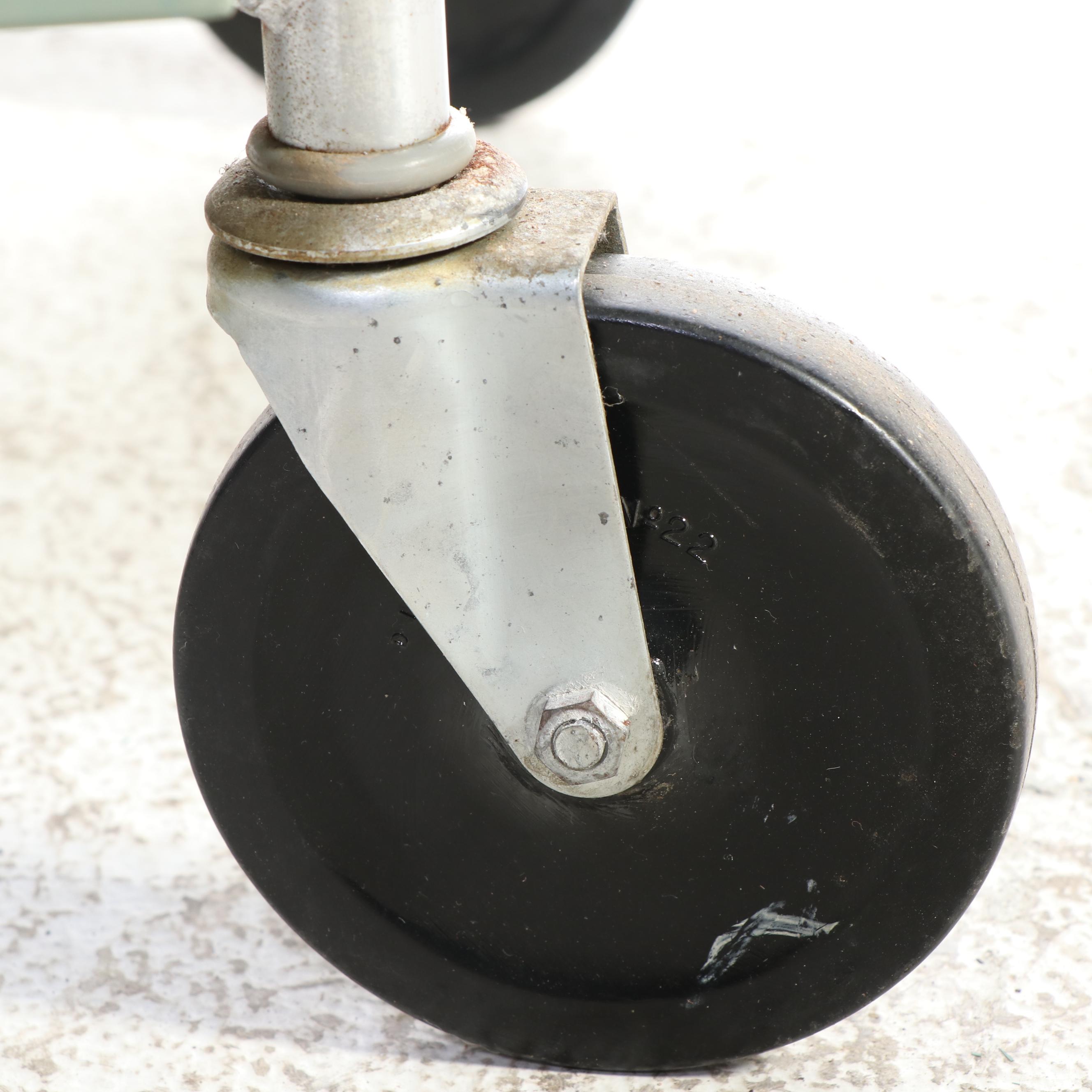 Nystrom Modernist Green Powder-Coated and Chromed Steel Three-Tier Cart