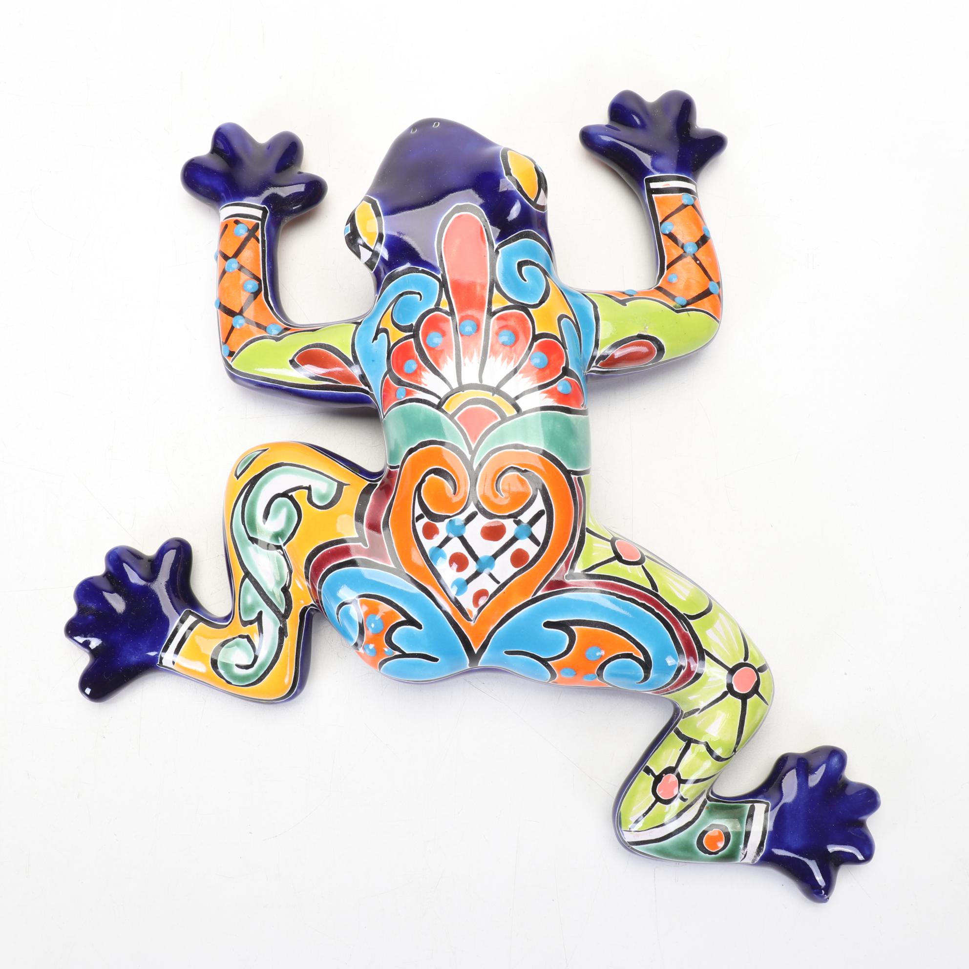Mexico Decor Features Talavera Frog Wall Hanger, Folk Art Box & Tiled Tray