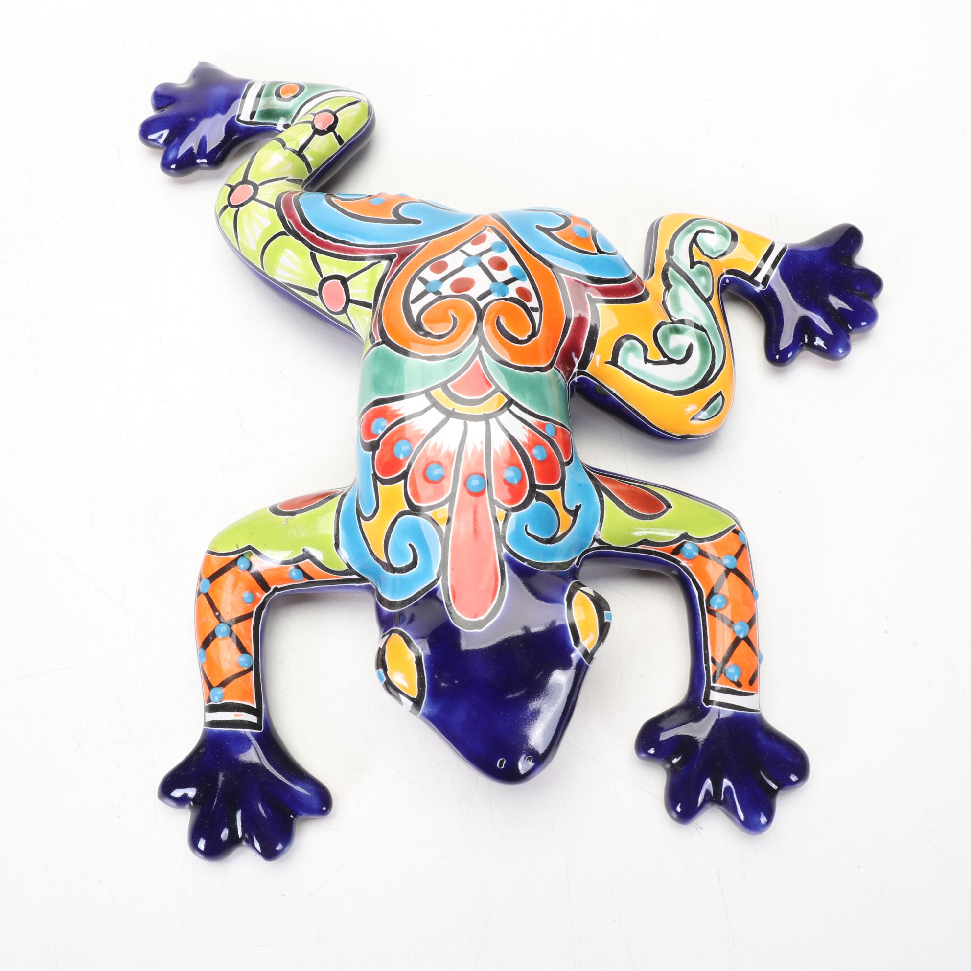 Mexico Decor Features Talavera Frog Wall Hanger, Folk Art Box & Tiled Tray